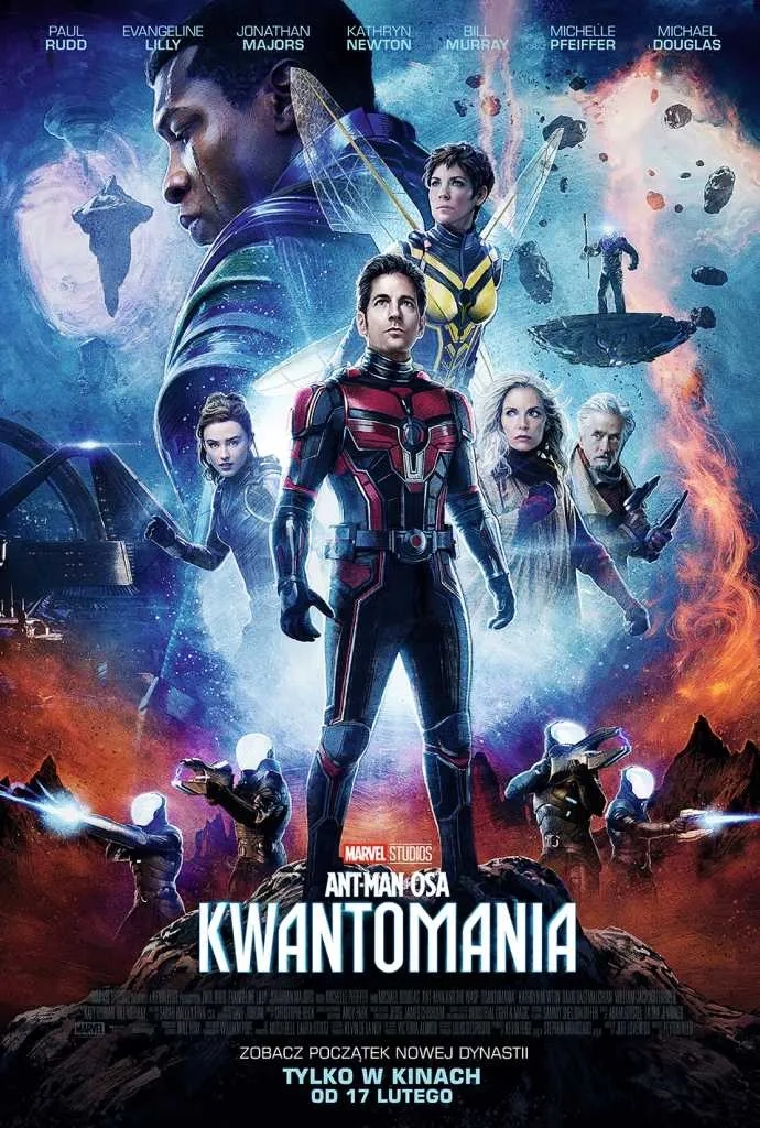 Michael Douglas, Michelle Pfeiffer, Paul Rudd, Kathryn Newton, Evangeline Lilly, Jonathan Majors, and Jamie Andrew Cutler in Ant-Man and the Wasp: Quantumania (2023)