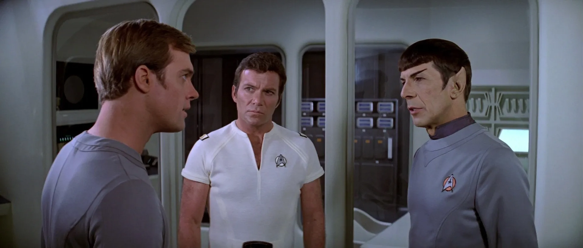 Leonard Nimoy, William Shatner, and Stephen Collins in Star Trek: The Motion Picture (1979)