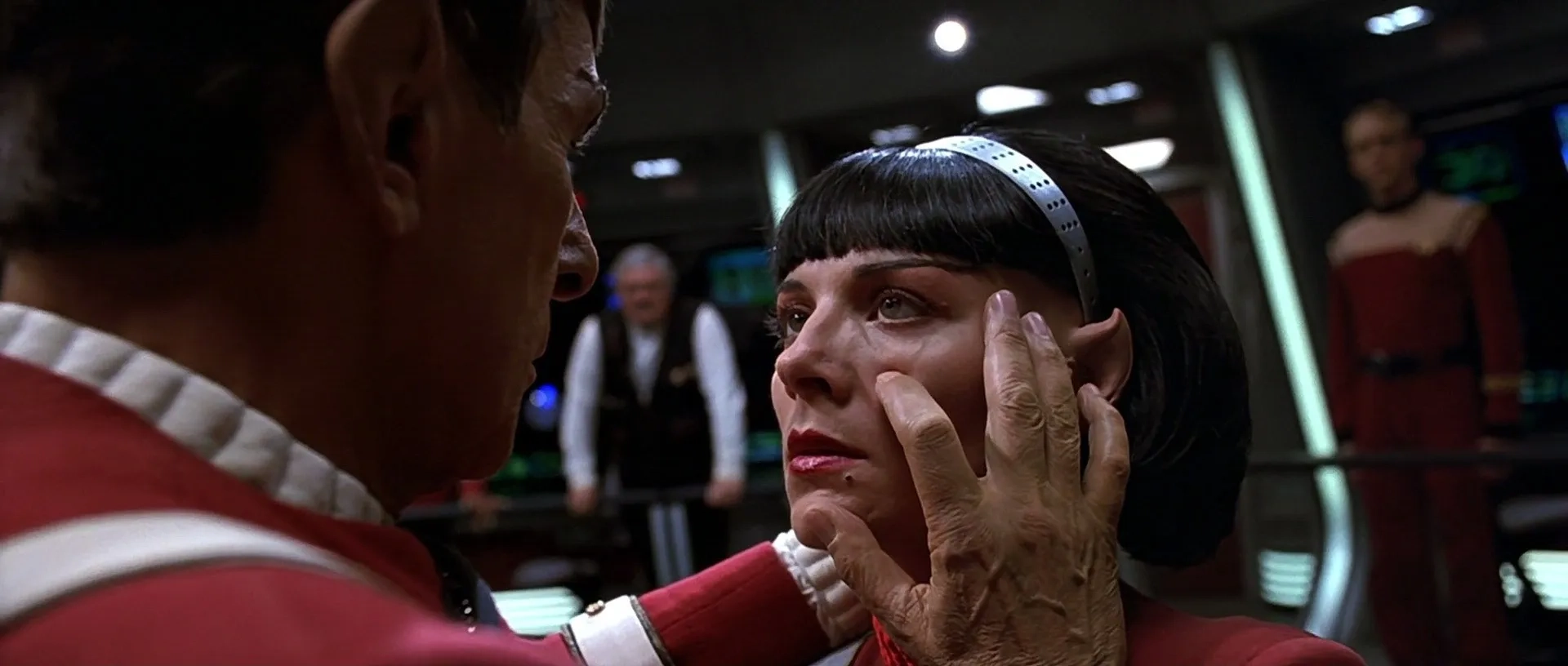 Kim Cattrall, Leonard Nimoy, and James Doohan in Star Trek VI: The Undiscovered Country (1991)