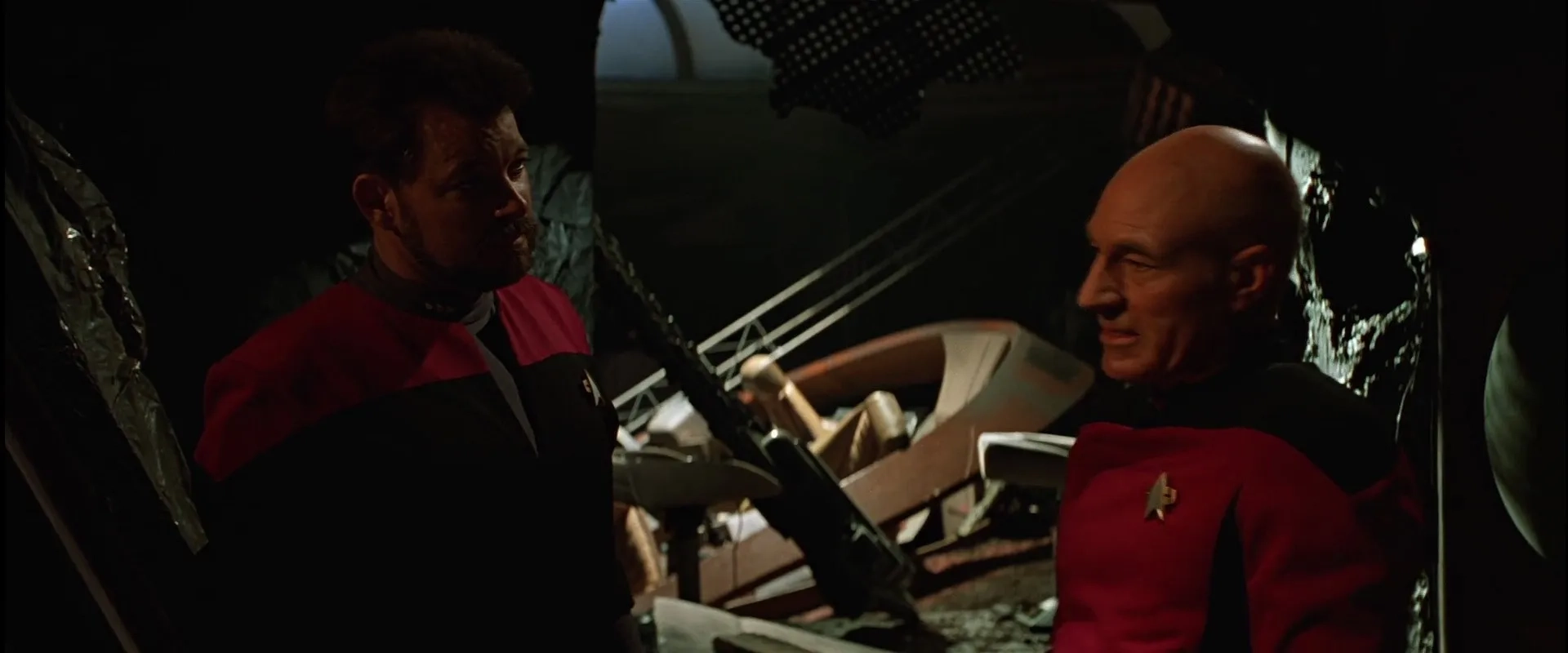 Jonathan Frakes and Patrick Stewart in Star Trek: Generations (1994)