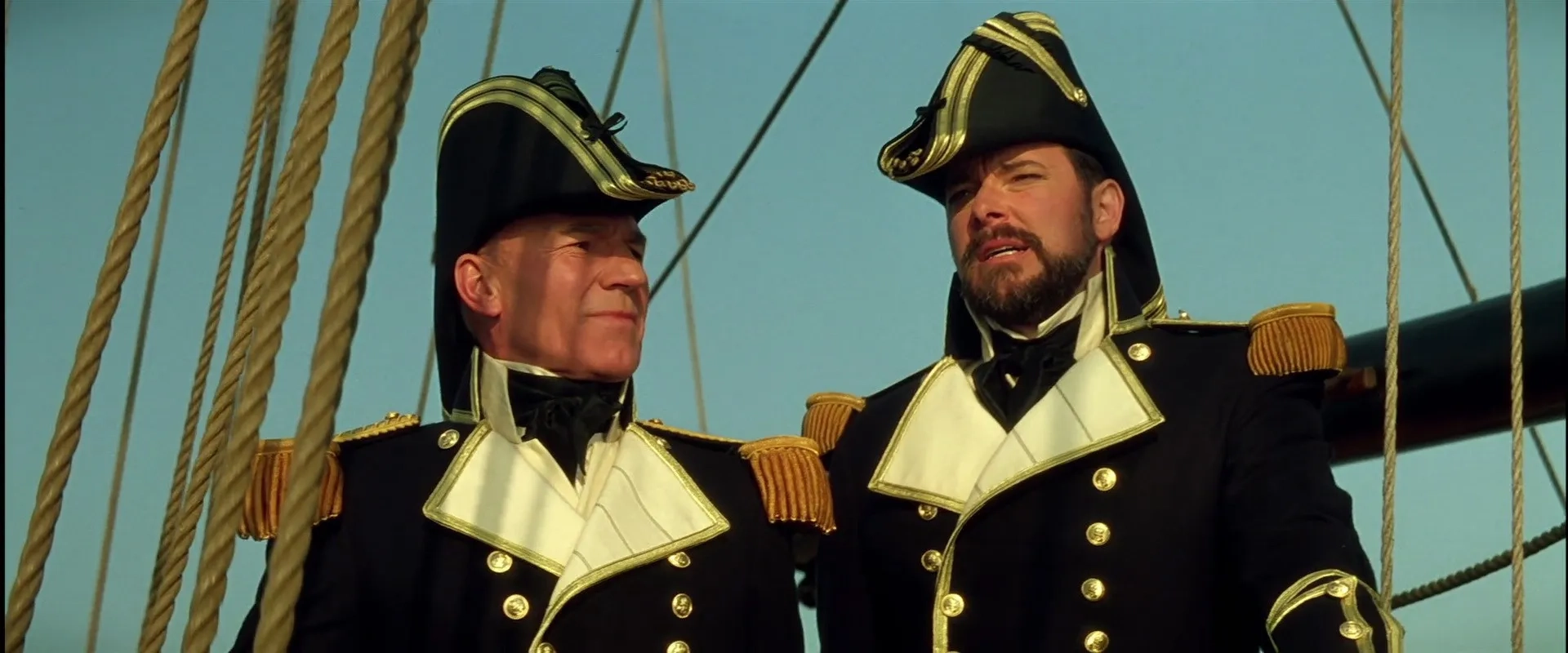 Jonathan Frakes and Patrick Stewart in Star Trek: Generations (1994)