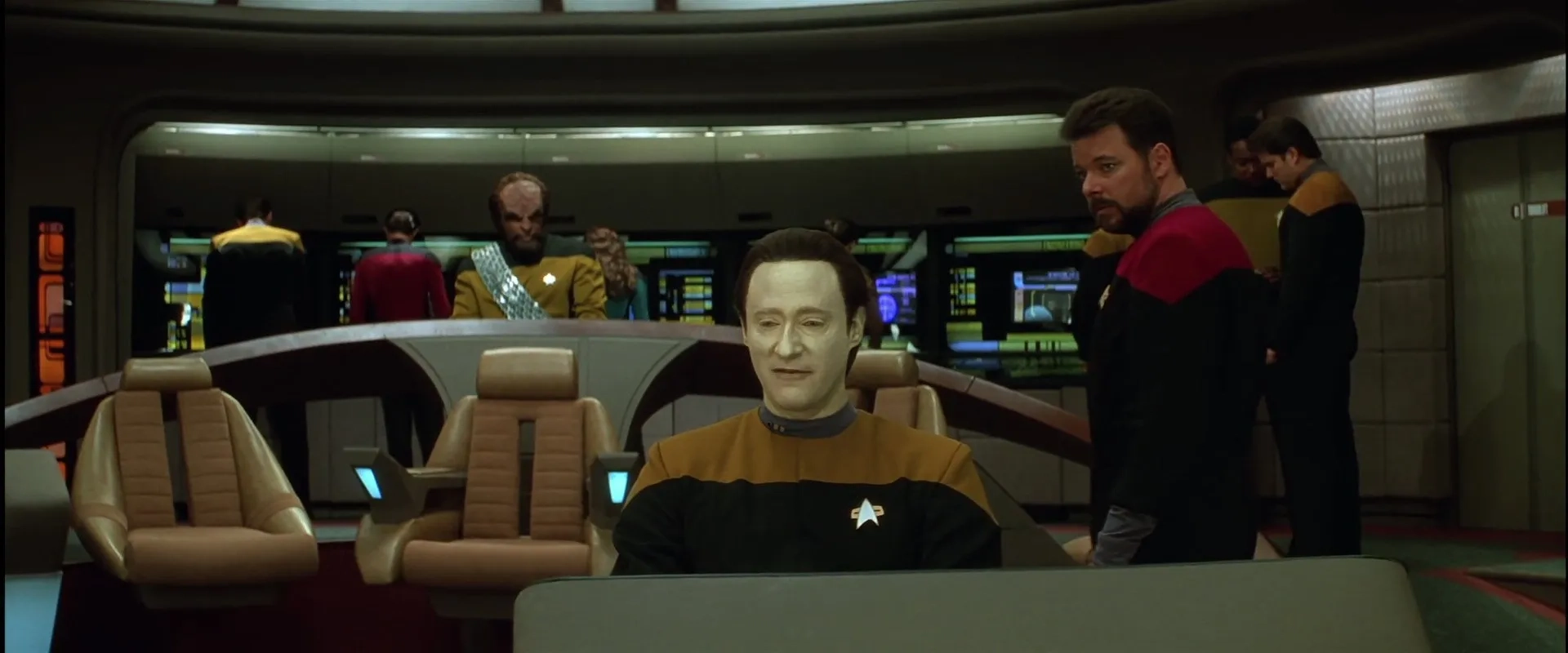 Michael Dorn, Jonathan Frakes, and Brent Spiner in Star Trek: Generations (1994)