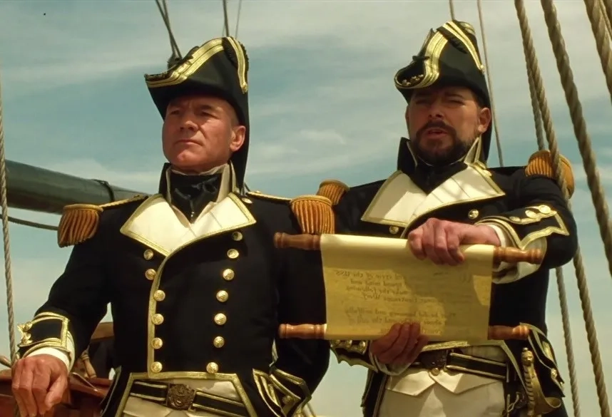 Jonathan Frakes and Patrick Stewart in Star Trek: Generations (1994)