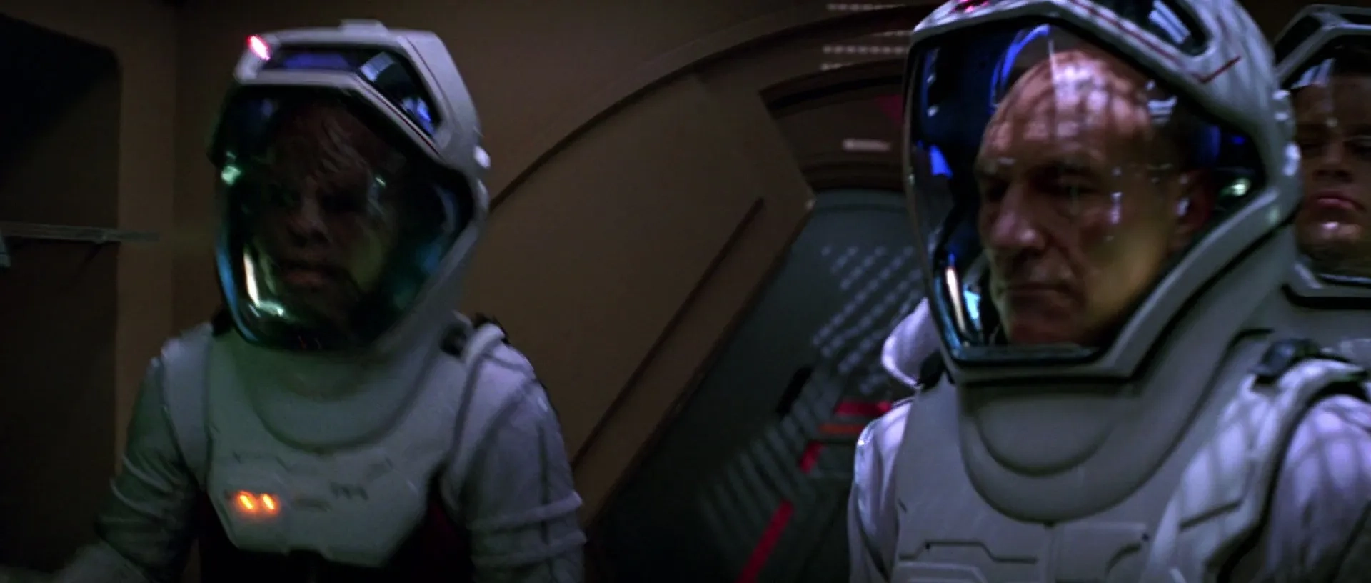 Michael Dorn and Patrick Stewart in Star Trek: First Contact (1996)