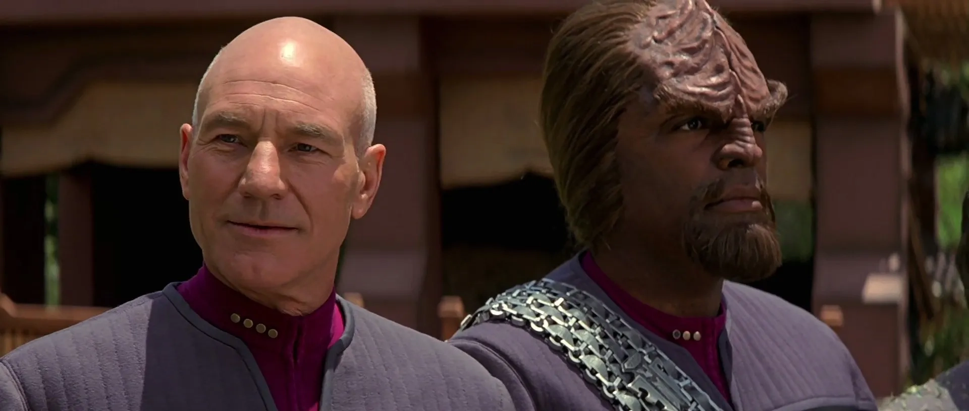 Michael Dorn and Patrick Stewart in Star Trek: Insurrection (1998)