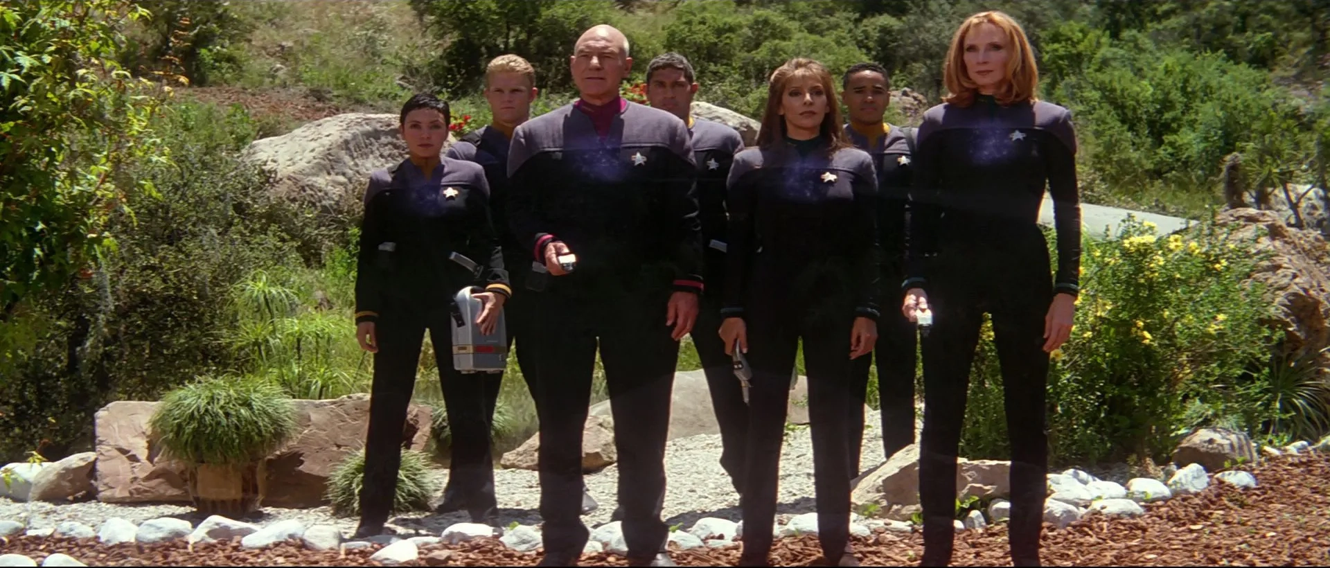 Gates McFadden, Marina Sirtis, and Patrick Stewart in Star Trek: Insurrection (1998)