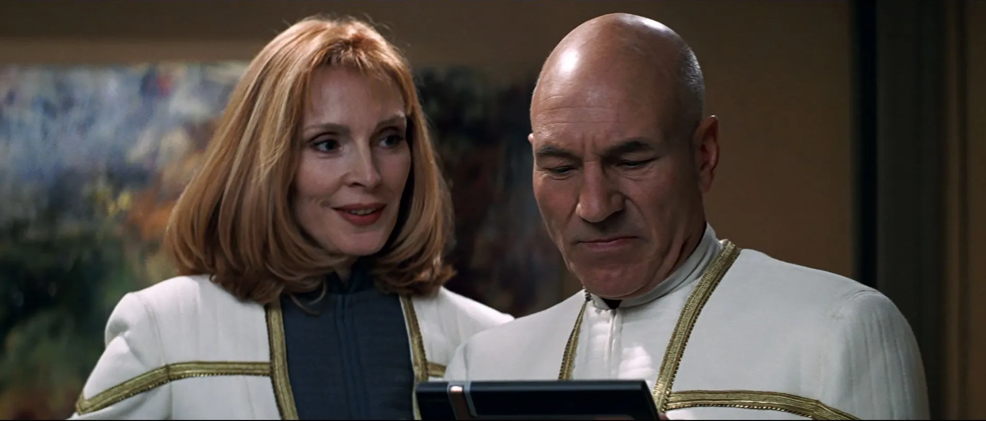 Gates McFadden and Patrick Stewart in Star Trek: Insurrection (1998)