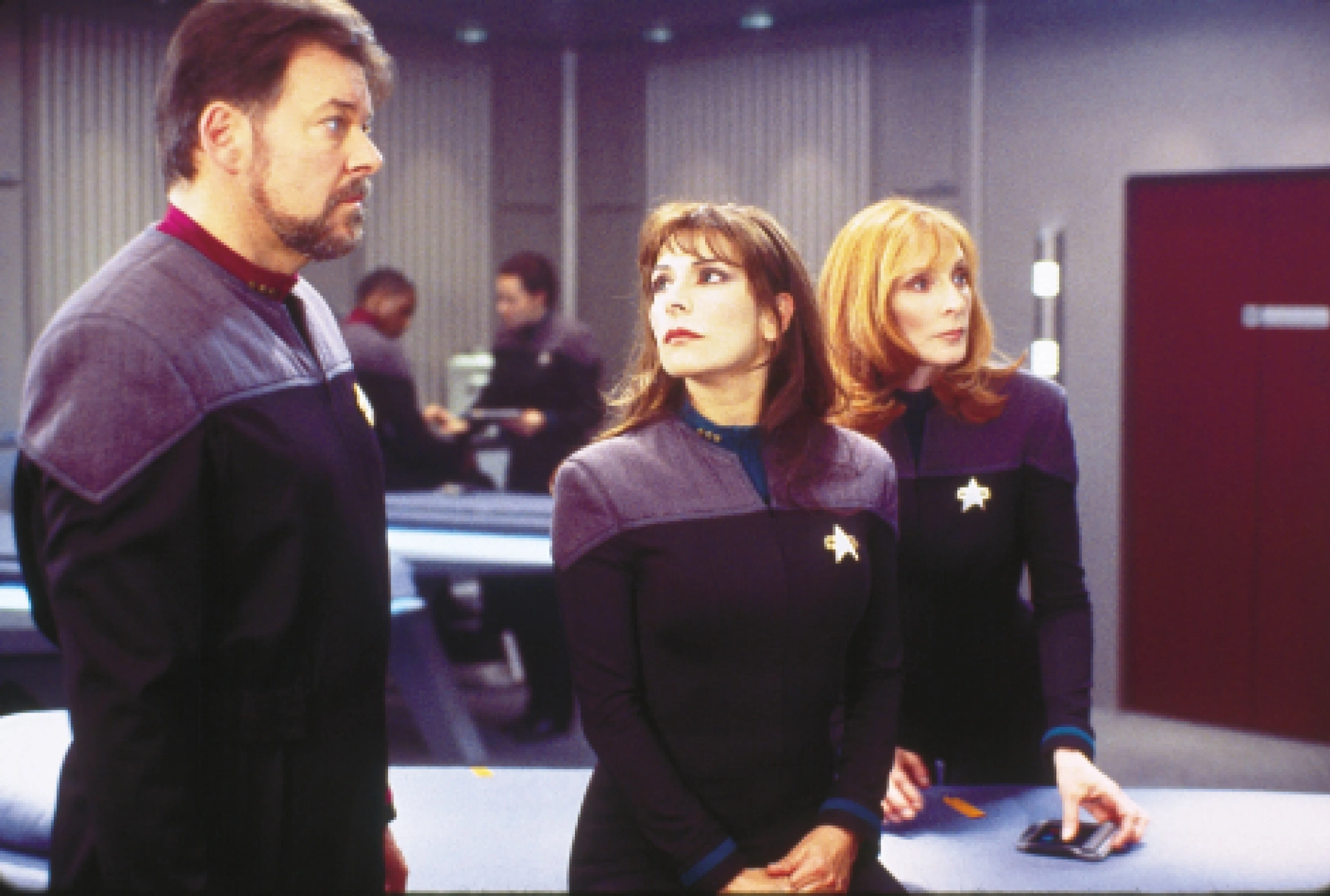 Jonathan Frakes, Gates McFadden, and Marina Sirtis in Star Trek: Nemesis (2002)