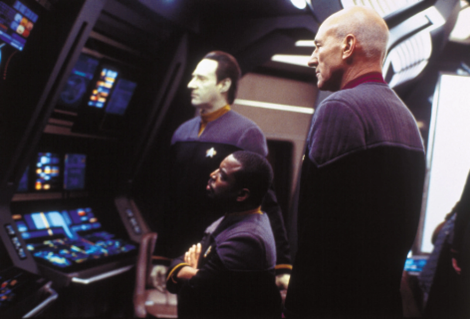 Brent Spiner, LeVar Burton, and Patrick Stewart in Star Trek: Nemesis (2002)