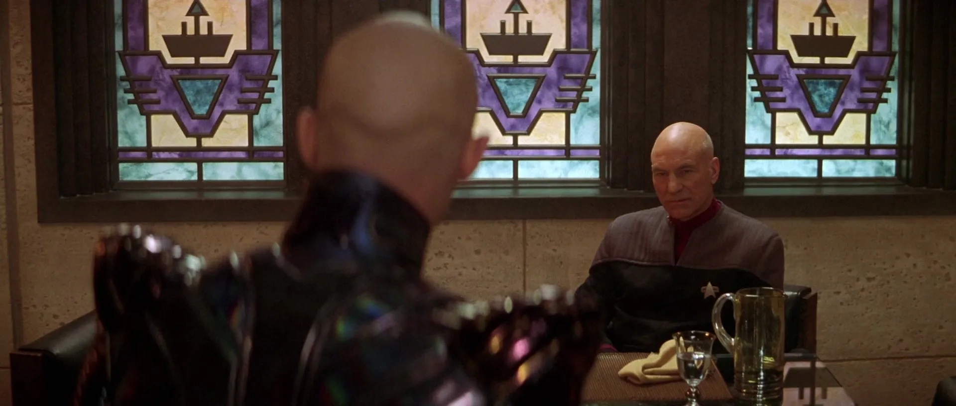 Patrick Stewart and Tom Hardy in Star Trek: Nemesis (2002)