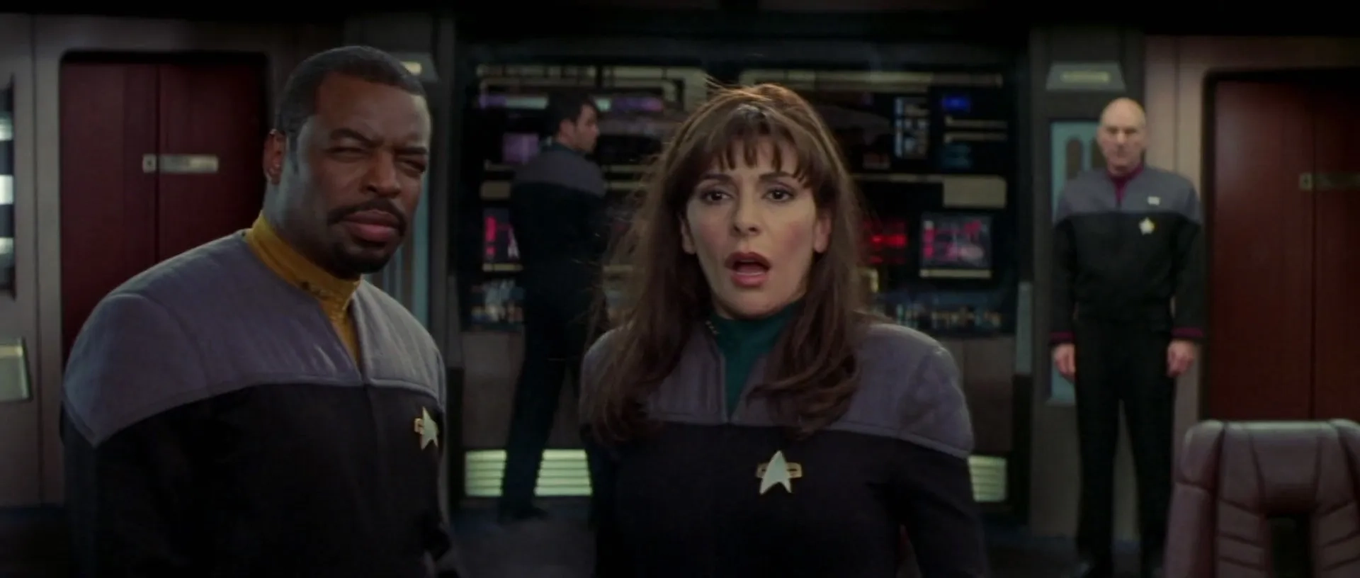 Marina Sirtis, LeVar Burton, and Patrick Stewart in Star Trek: Nemesis (2002)