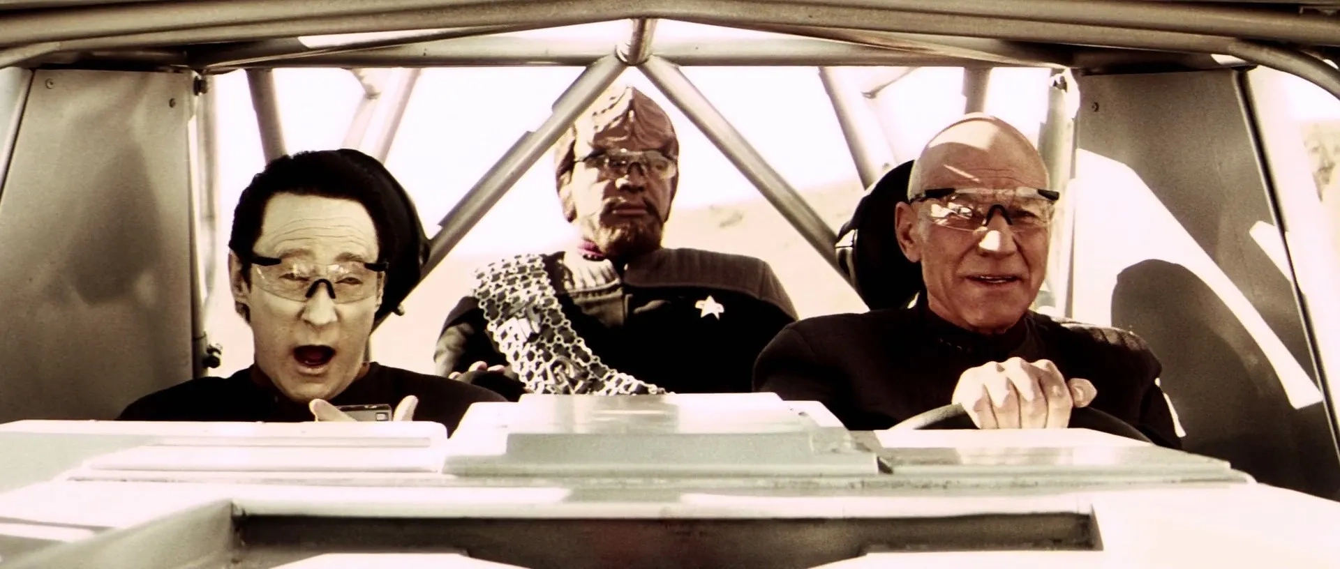 Michael Dorn, Brent Spiner, and Patrick Stewart in Star Trek: Nemesis (2002)