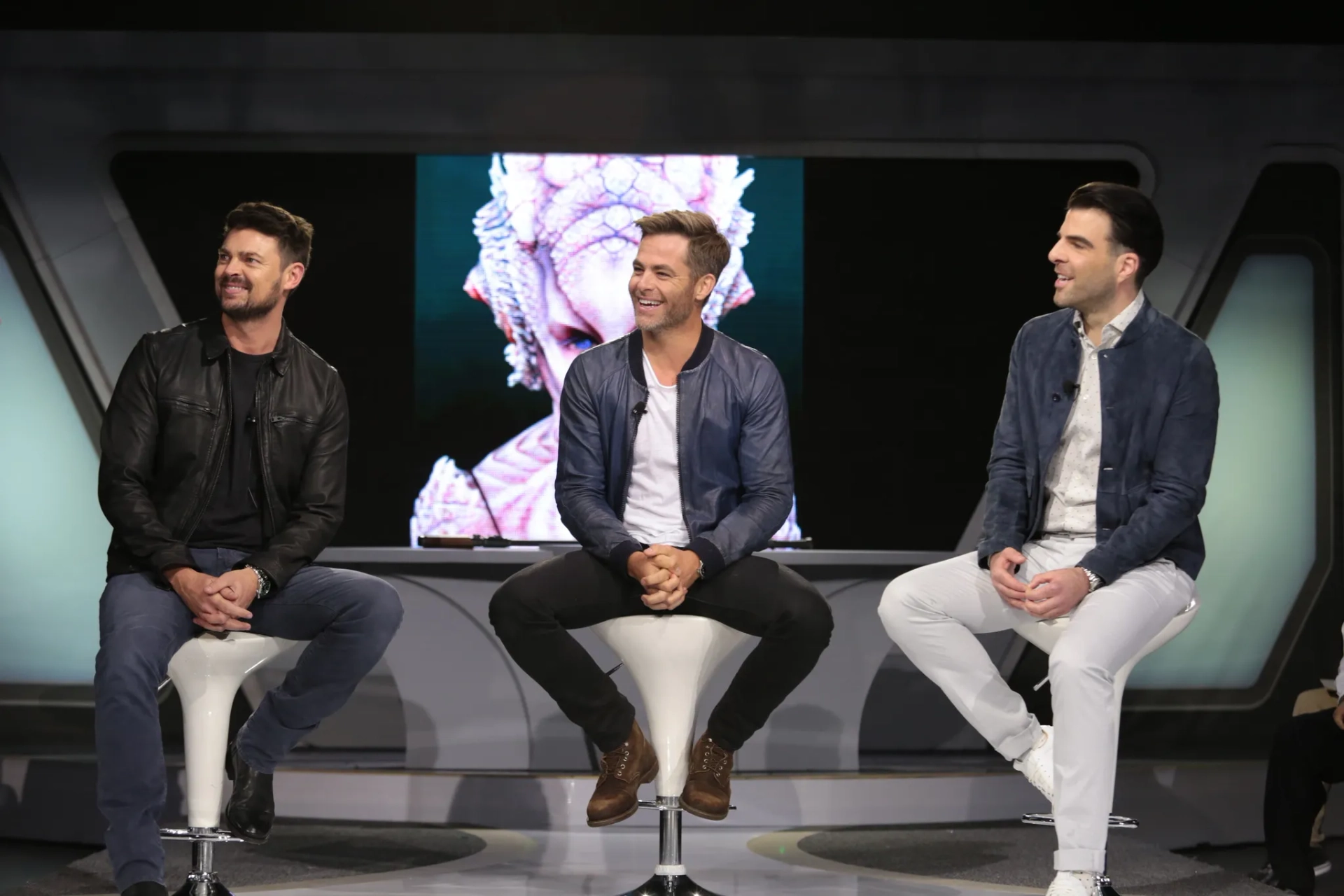 Zachary Quinto, Karl Urban, and Chris Pine at an event for Star Trek Beyond (2016)