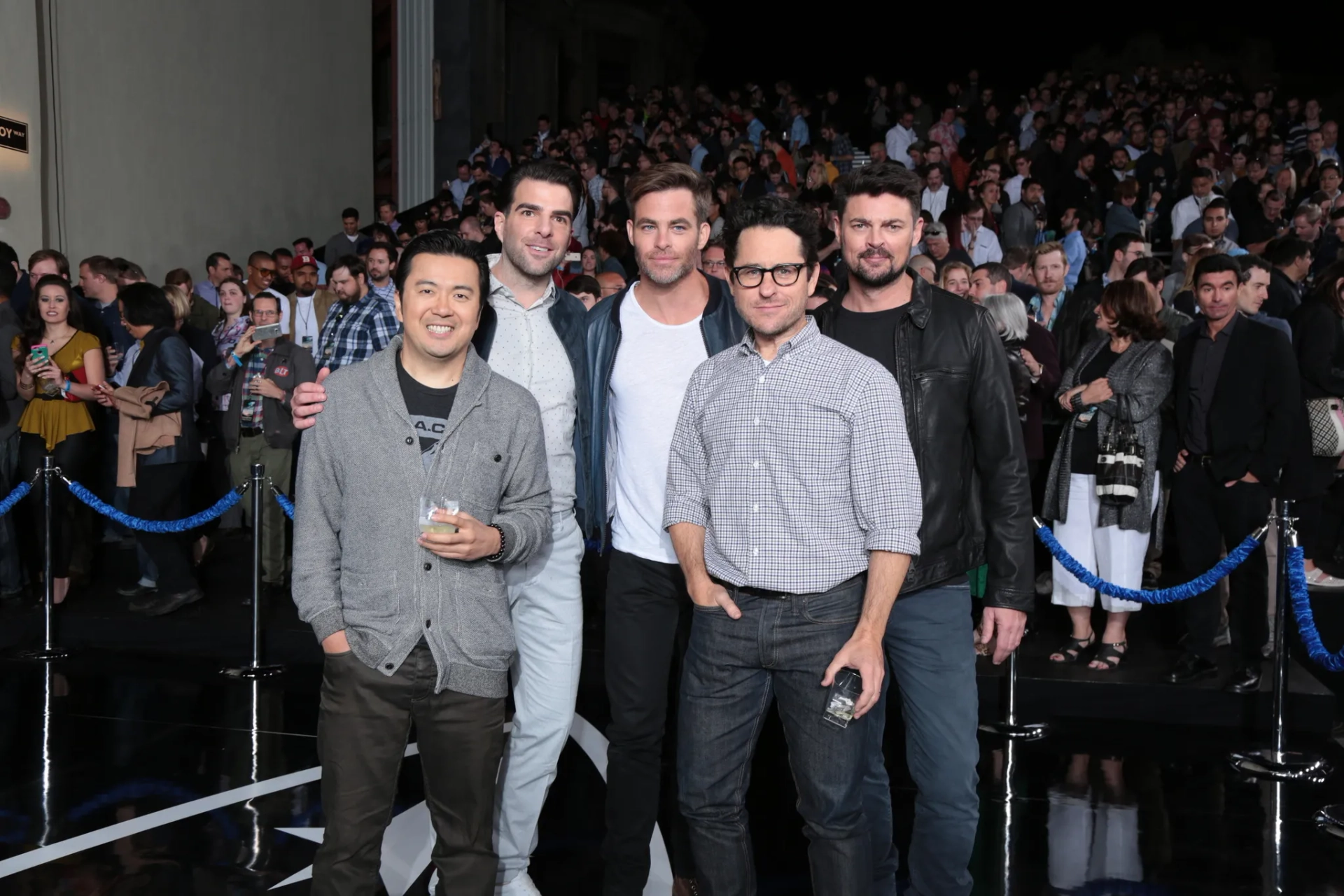 J.J. Abrams, Justin Lin, Zachary Quinto, Karl Urban, and Chris Pine at an event for Star Trek Beyond (2016)