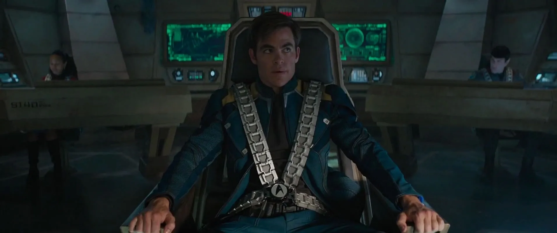 Zachary Quinto, Zoe Saldana, and Chris Pine in Star Trek Beyond (2016)