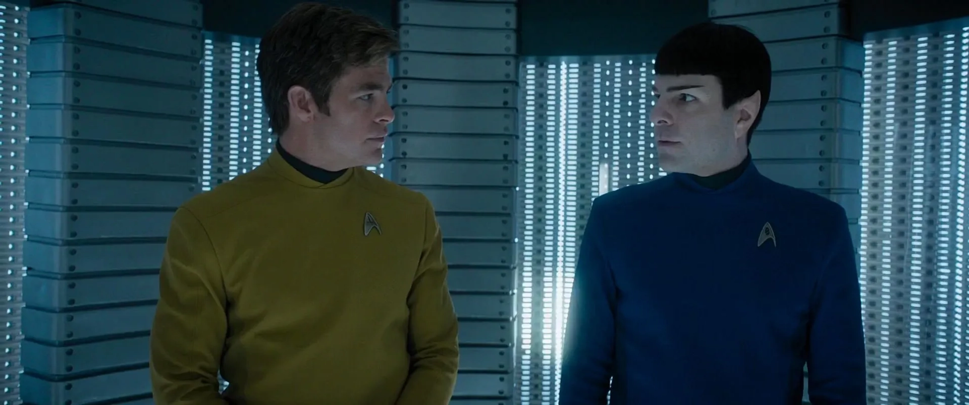 Zachary Quinto and Chris Pine in Star Trek Beyond (2016)