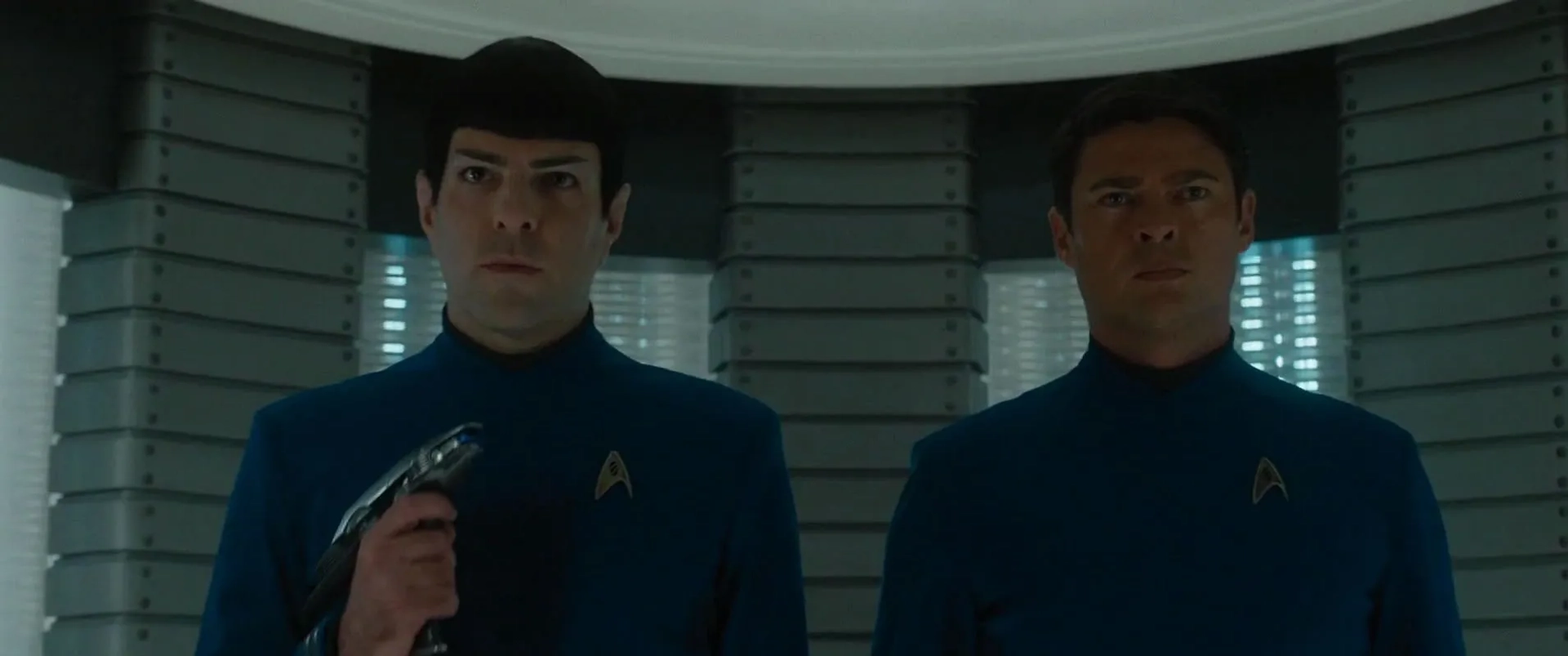 Zachary Quinto and Karl Urban in Star Trek Beyond (2016)