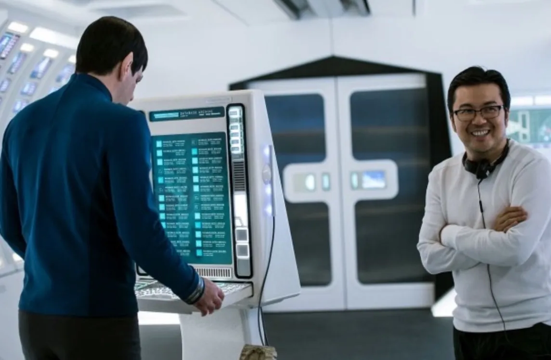 Justin Lin and Zachary Quinto in Star Trek Beyond (2016)