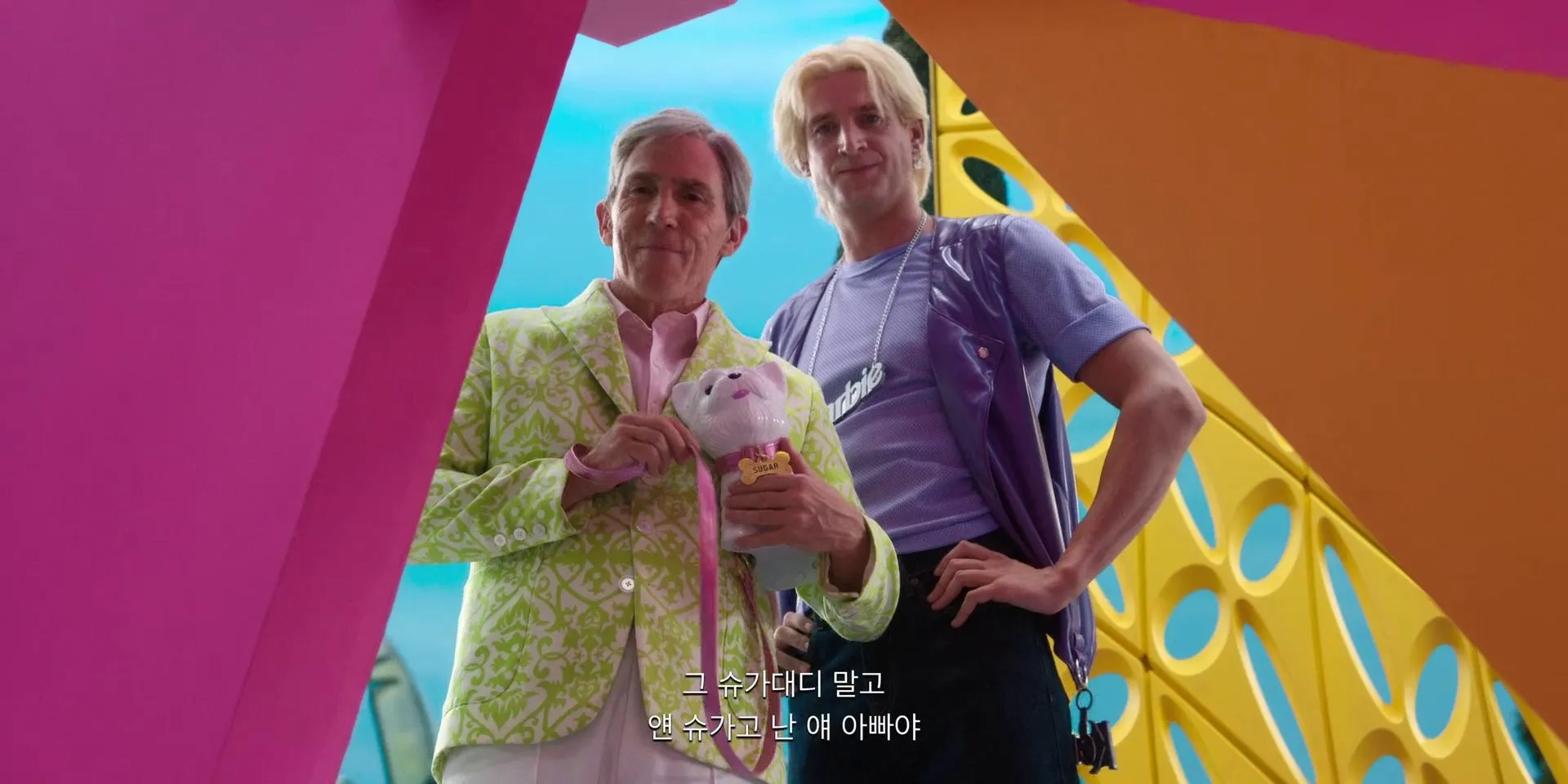 Rob Brydon and Tom Stourton in Barbie (2023)