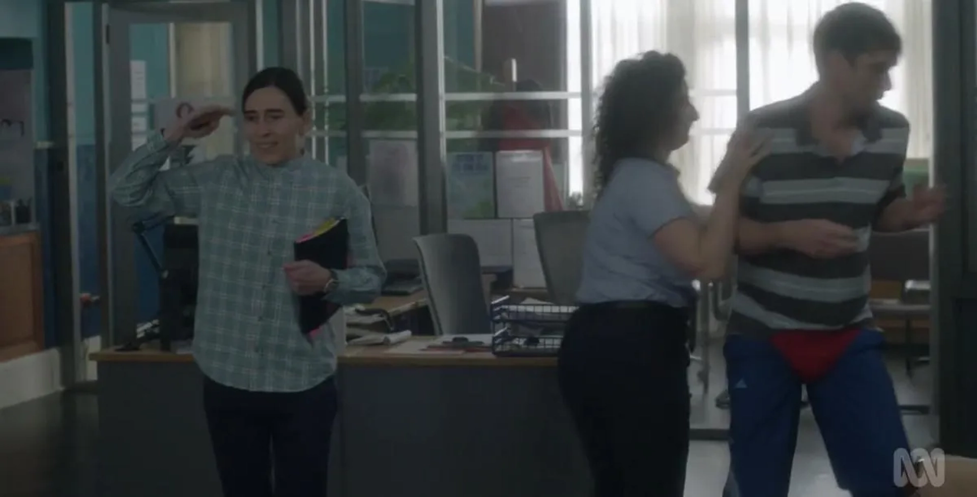 Victoria Haralabidou, Felicity Ward, and Guy Simon in Wakefield (2021)