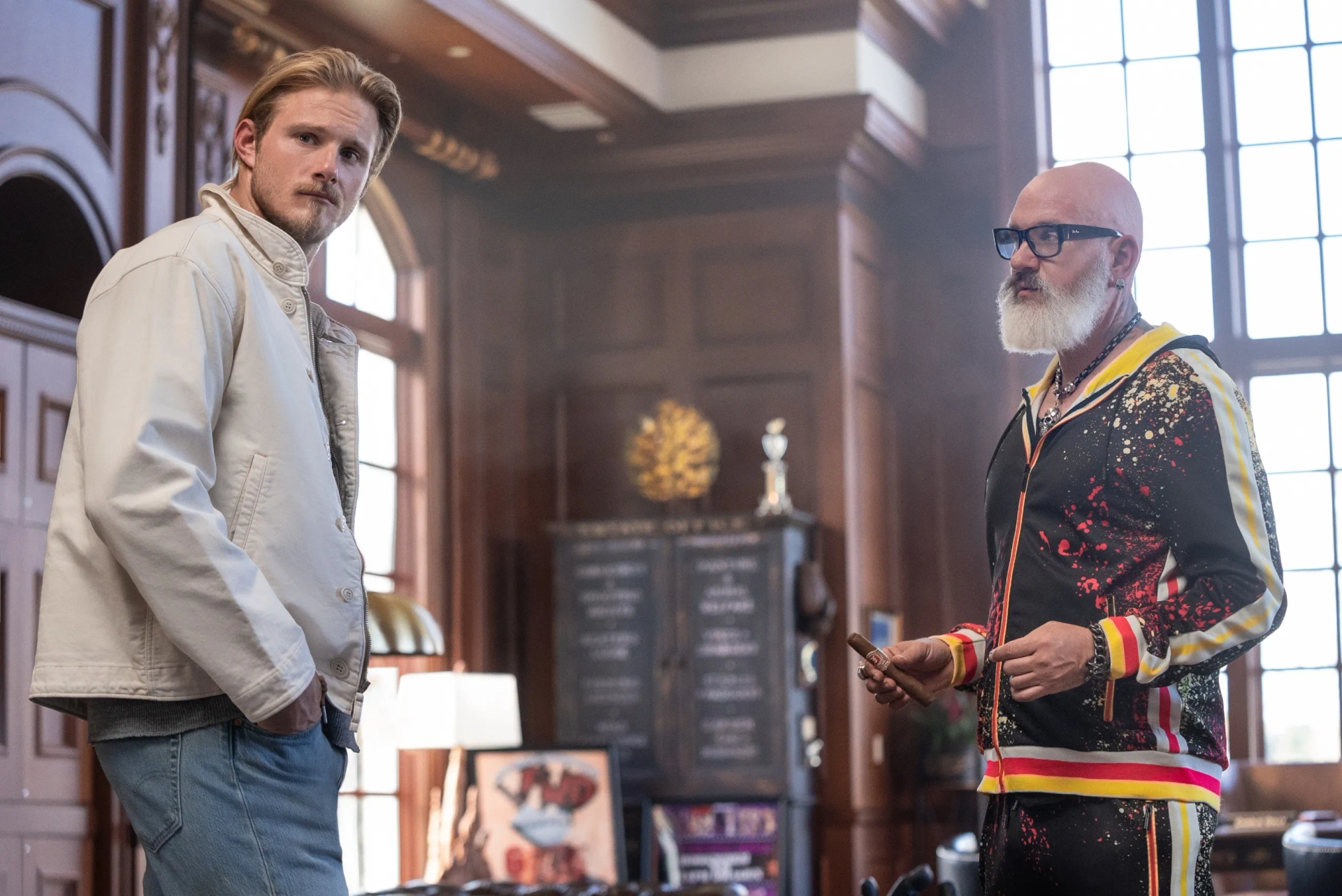 Mike O'Malley and Alexander Ludwig in Heels: The Big Bad Fish Man (2021)