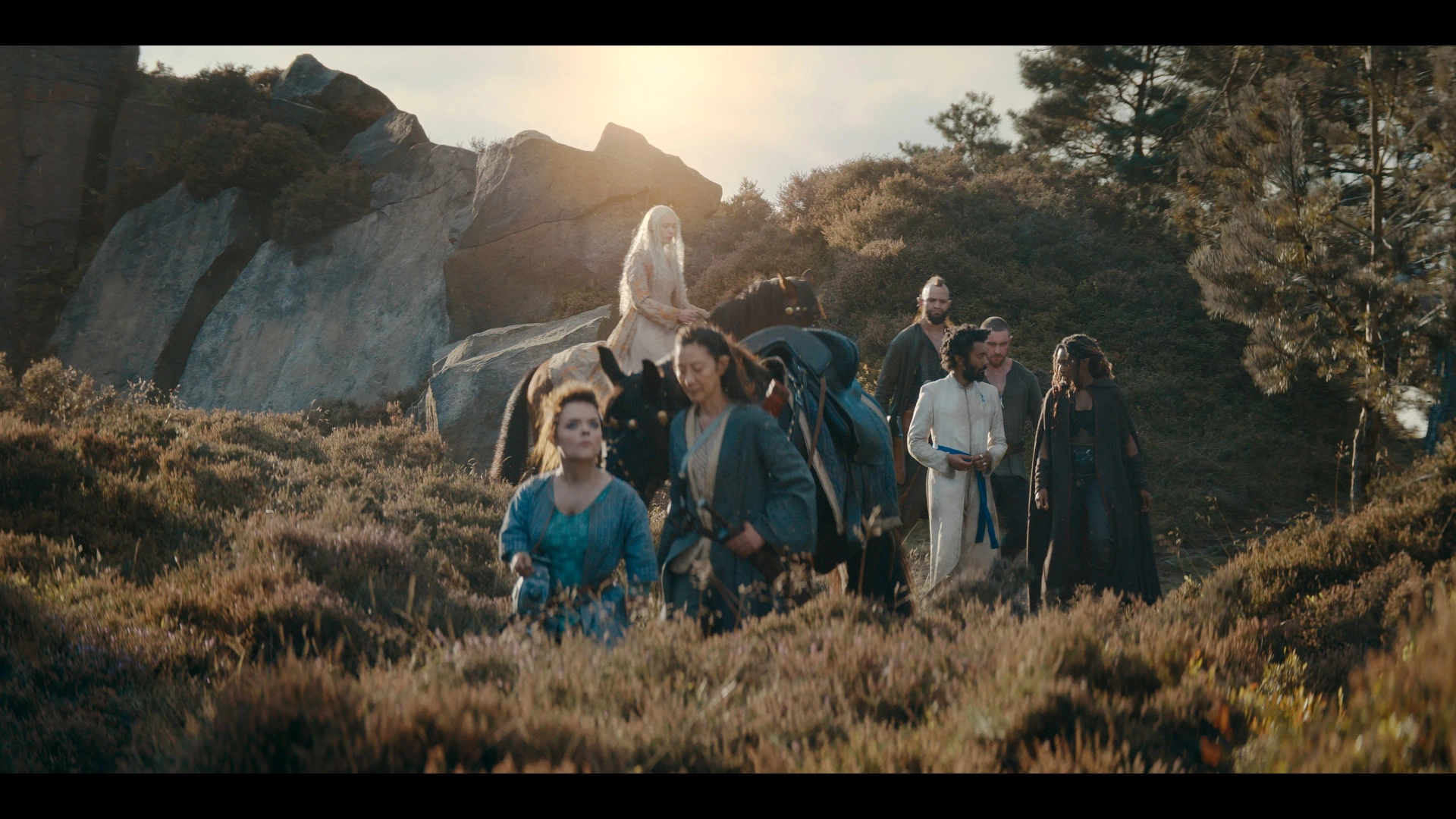 Michelle Yeoh, Zach Wyatt, Lizzie Annis, Francesca Mills, Sophia Brown, Laurence O'Fuarain, and Huw Novelli in The Witcher: Blood Origin (2022)
