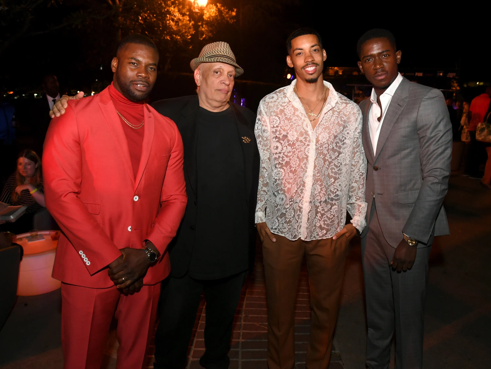 Walter Mosley, Amin Joseph, Melvin Gregg, and Damson Idris at an event for Snowfall (2017)