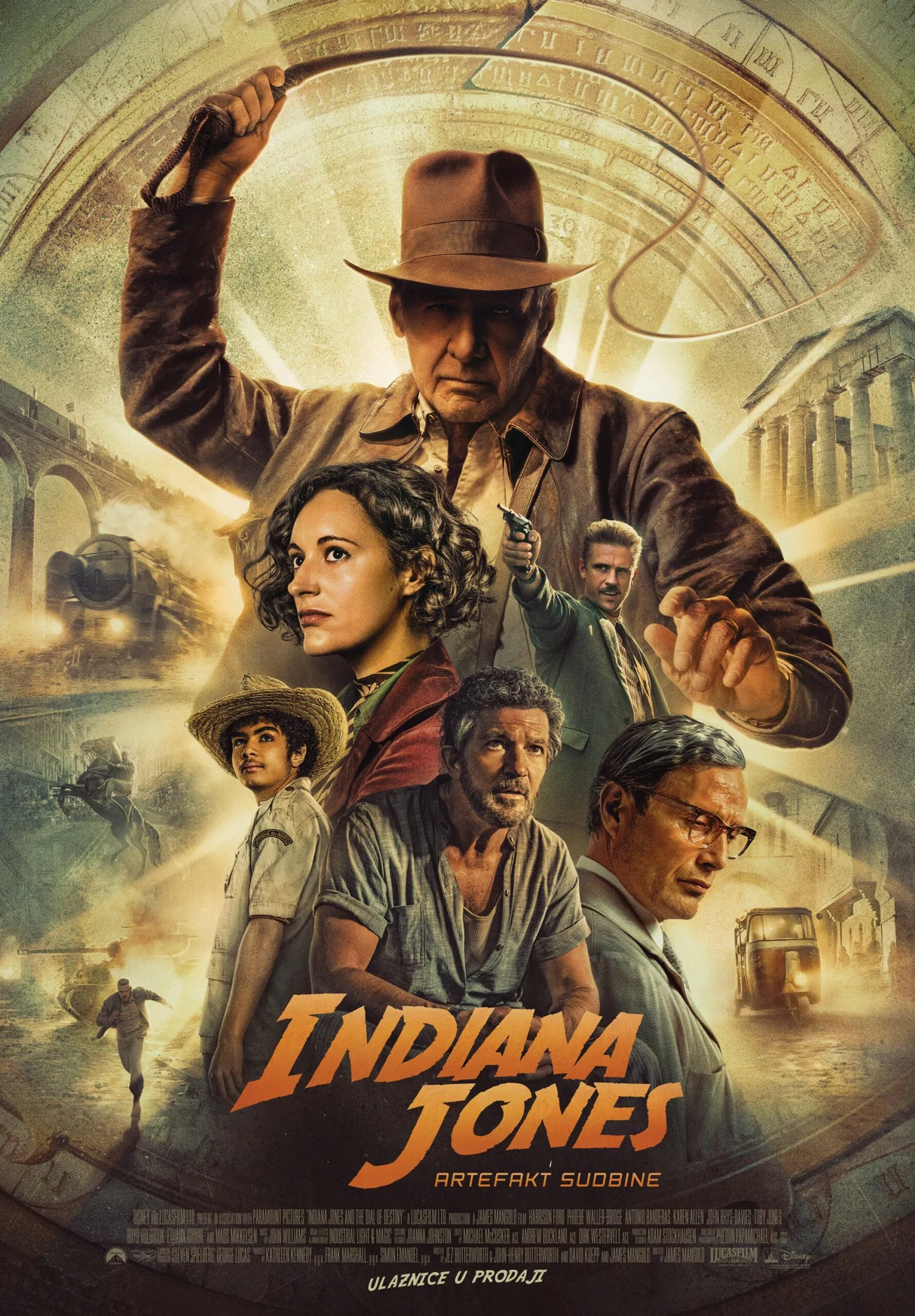 Antonio Banderas, Harrison Ford, Mads Mikkelsen, Ethann Isidore, Boyd Holbrook, and Phoebe Waller-Bridge in Indiana Jones and the Dial of Destiny (2023)