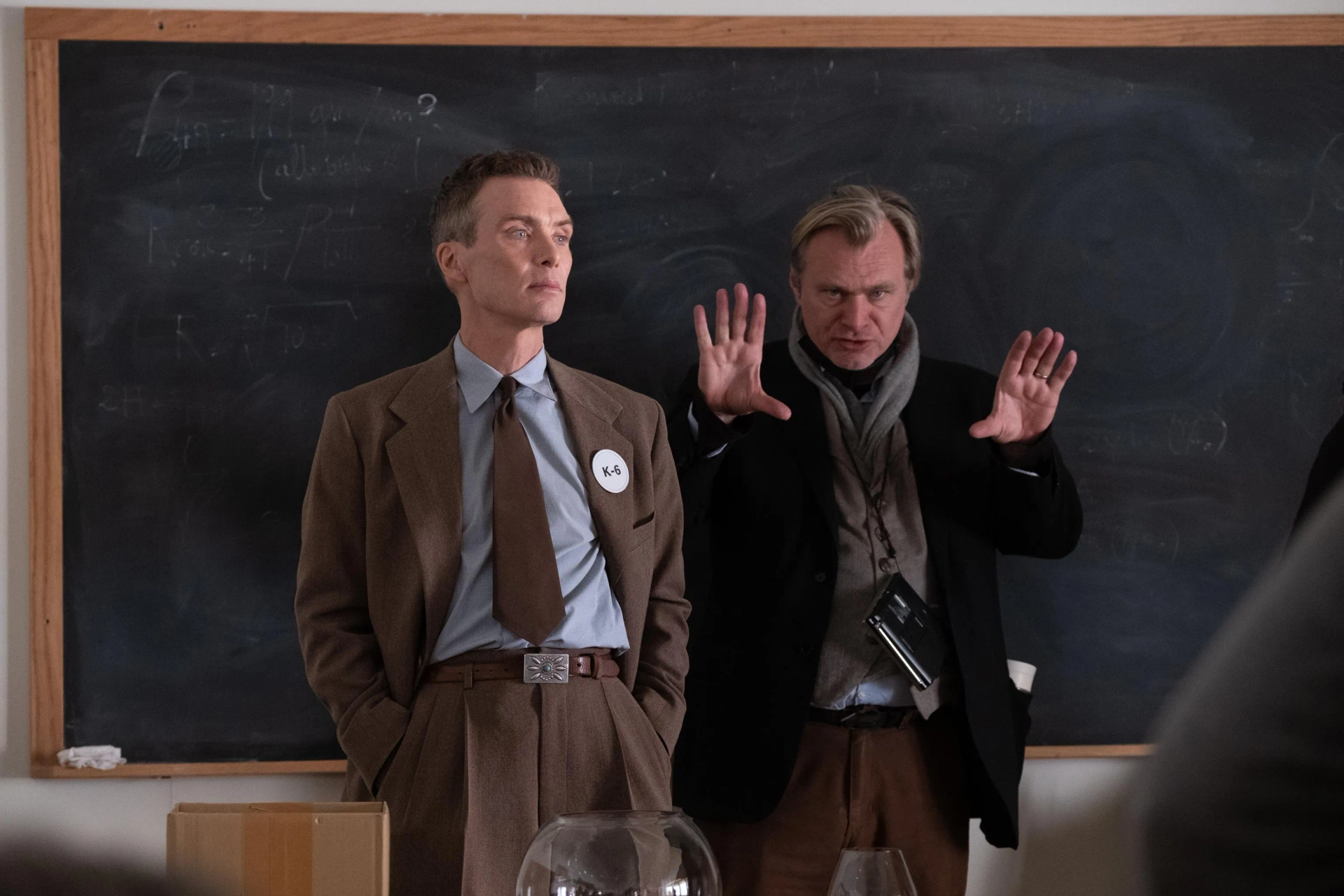 Cillian Murphy and Christopher Nolan in Oppenheimer (2023)