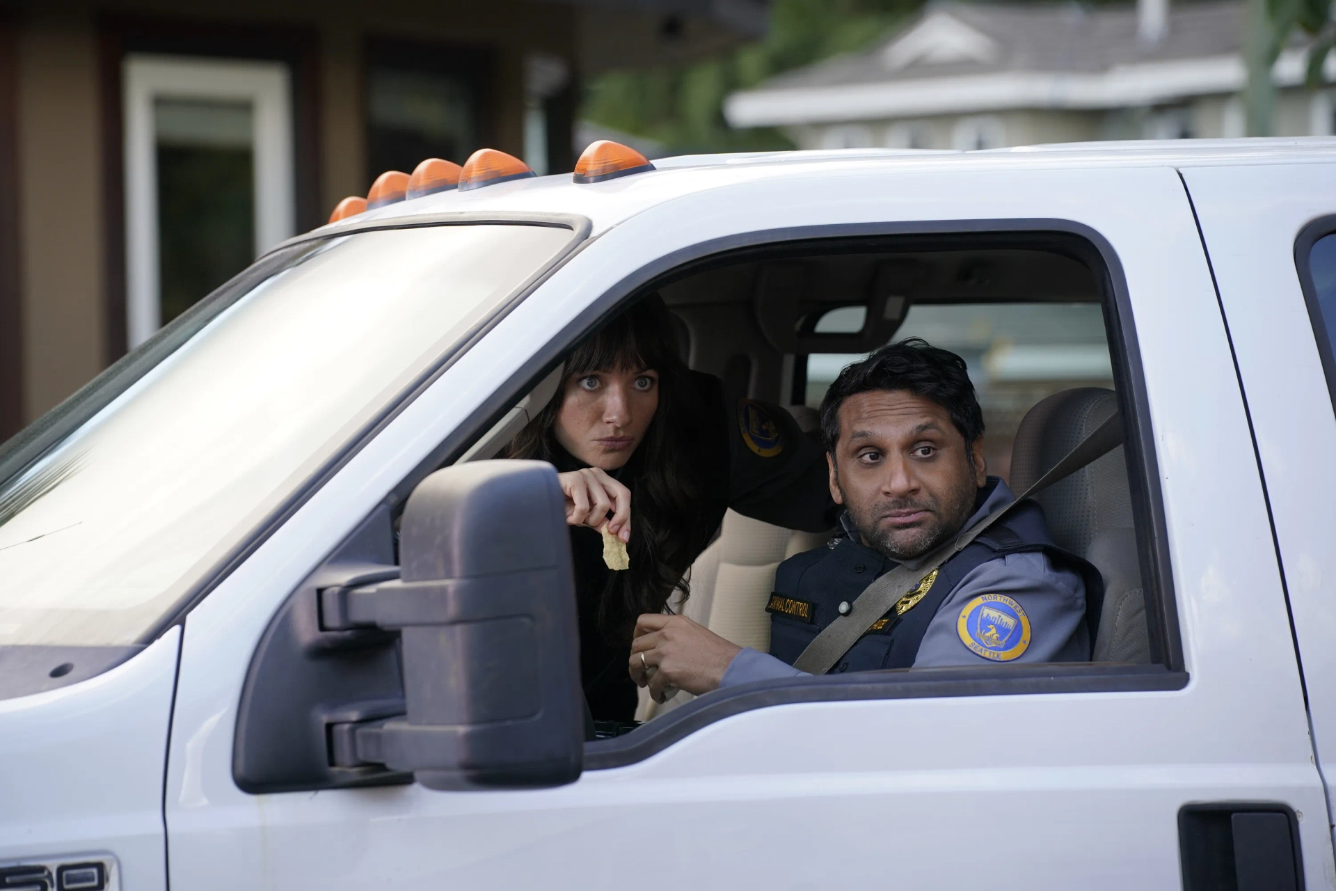 Ravi Patel and Grace Palmer in Animal Control (2023)