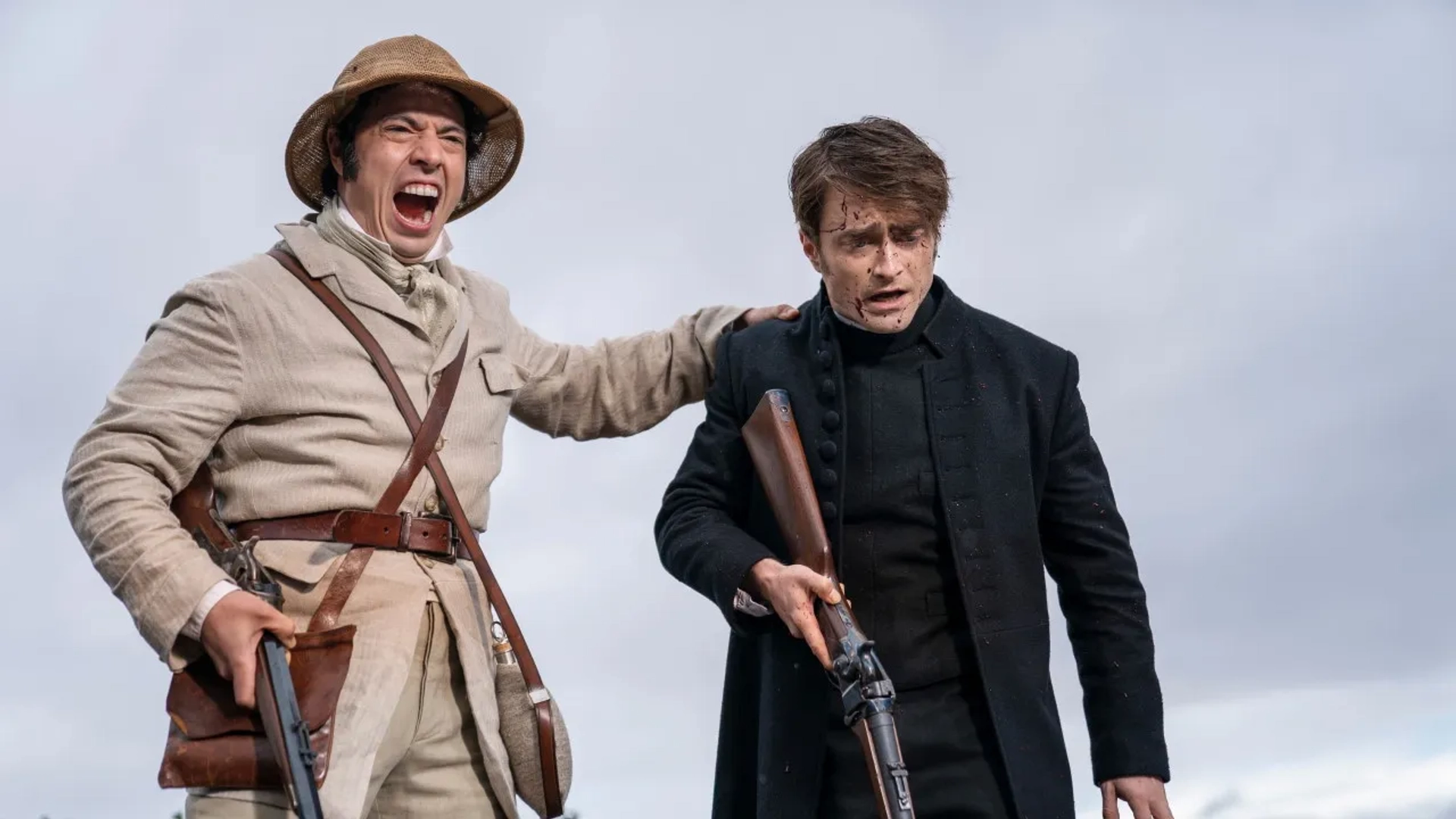 Daniel Radcliffe and Jon Bass in Miracle Workers: Oregon Trail: Hunting Party (2021)