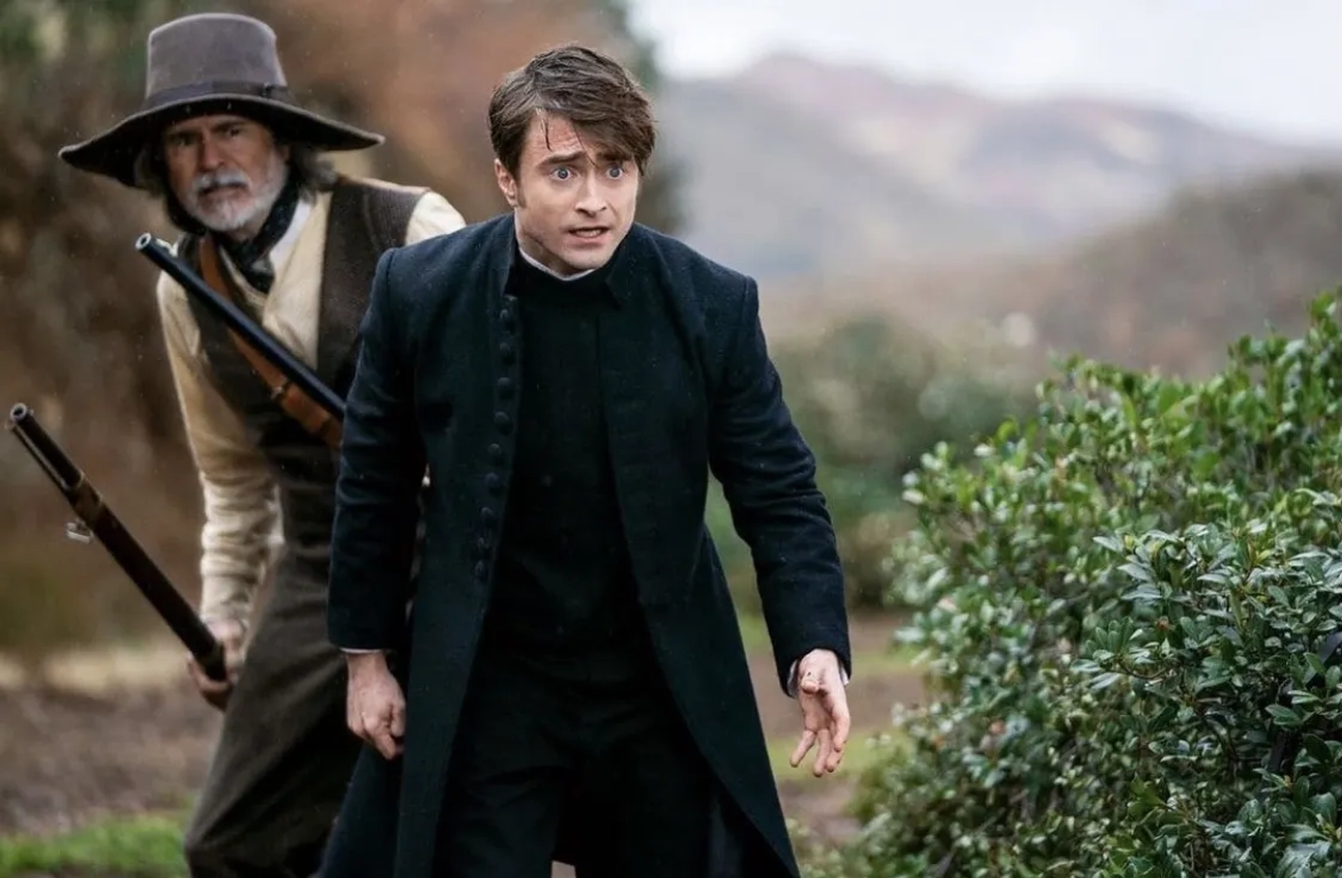 Daniel Radcliffe and Francisco Javier Gomez in Miracle Workers: Oregon Trail: Hunting Party (2021)