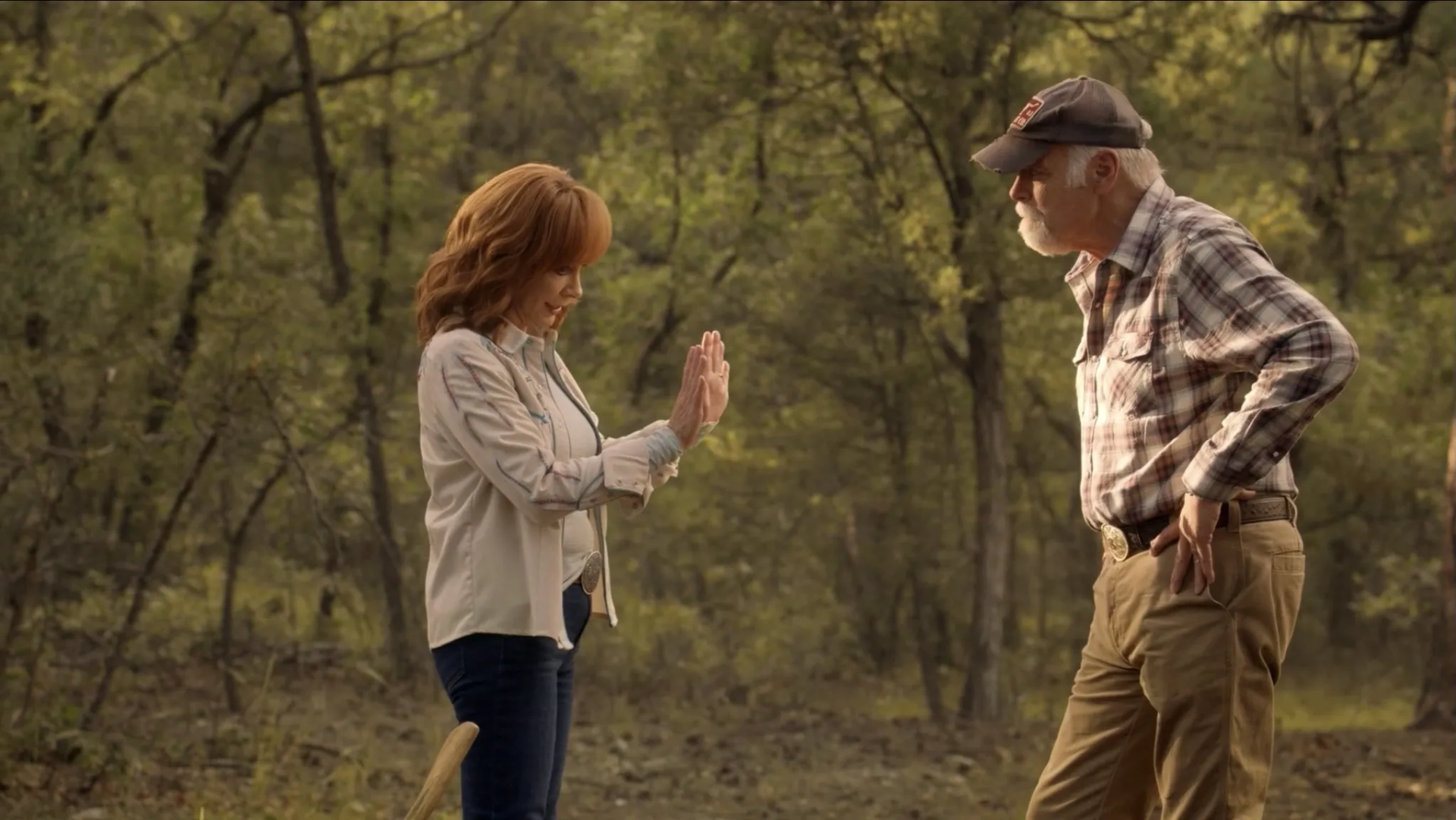 Reba McEntire and Rex Linn in Big Sky (2020)