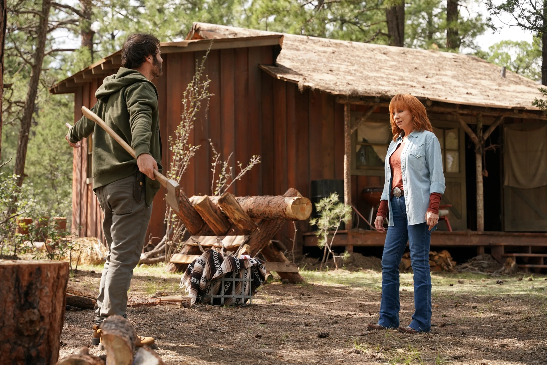 Reba McEntire and Seth Gabel in Big Sky (2020)