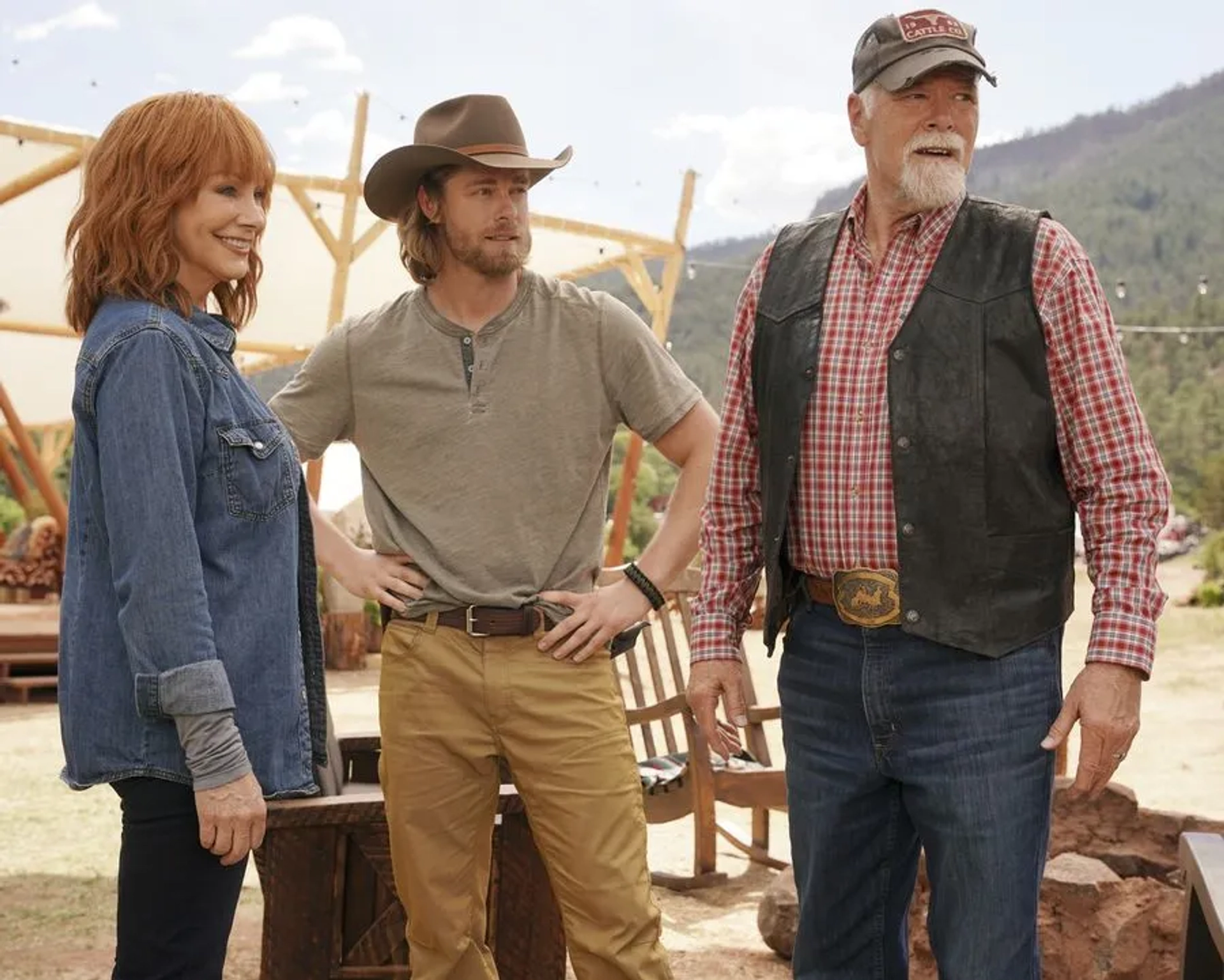 Reba McEntire, Rex Linn, and Luke Mitchell in Big Sky (2020)