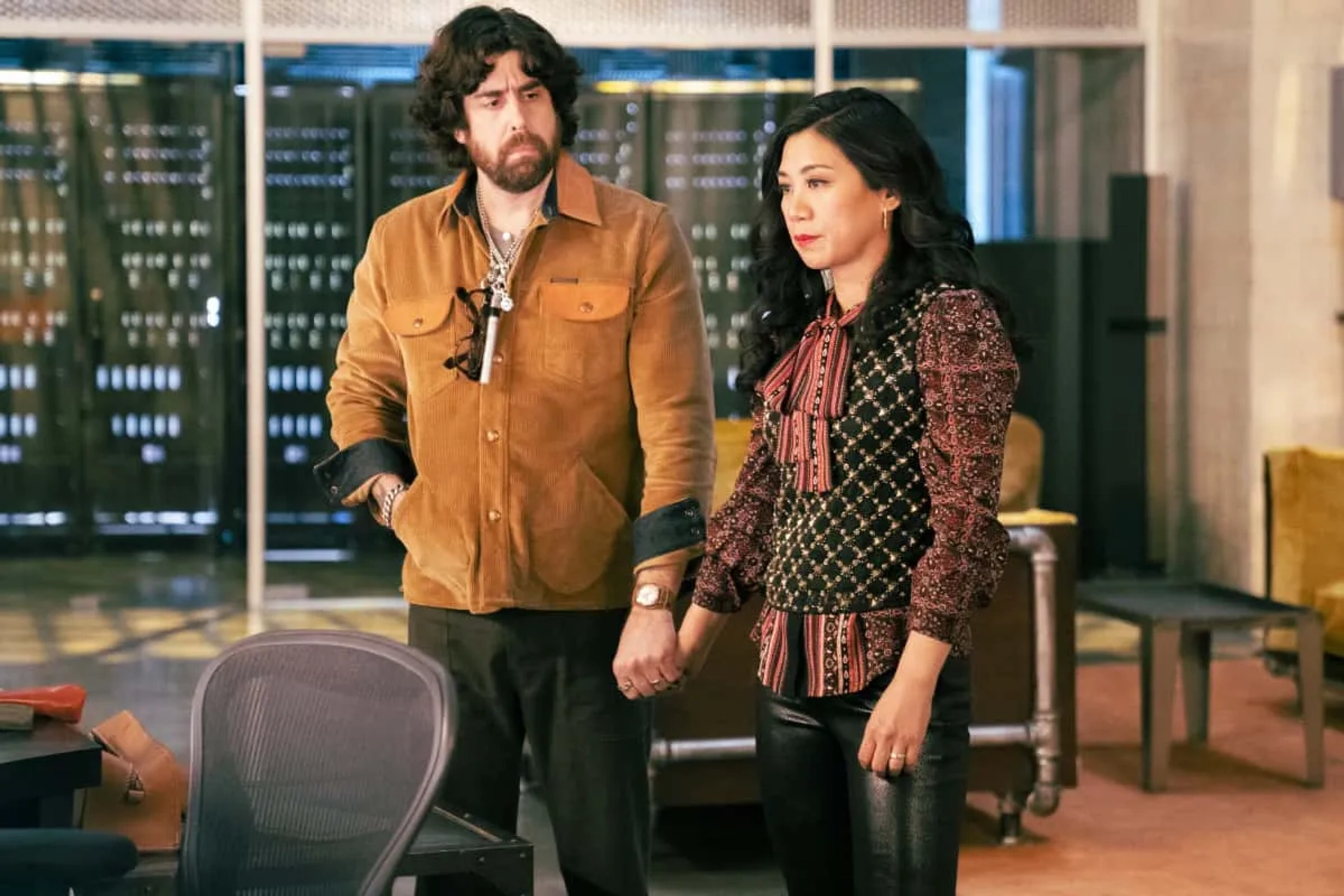 Adam Goldberg and Liza Lapira in The Equalizer (2021)
