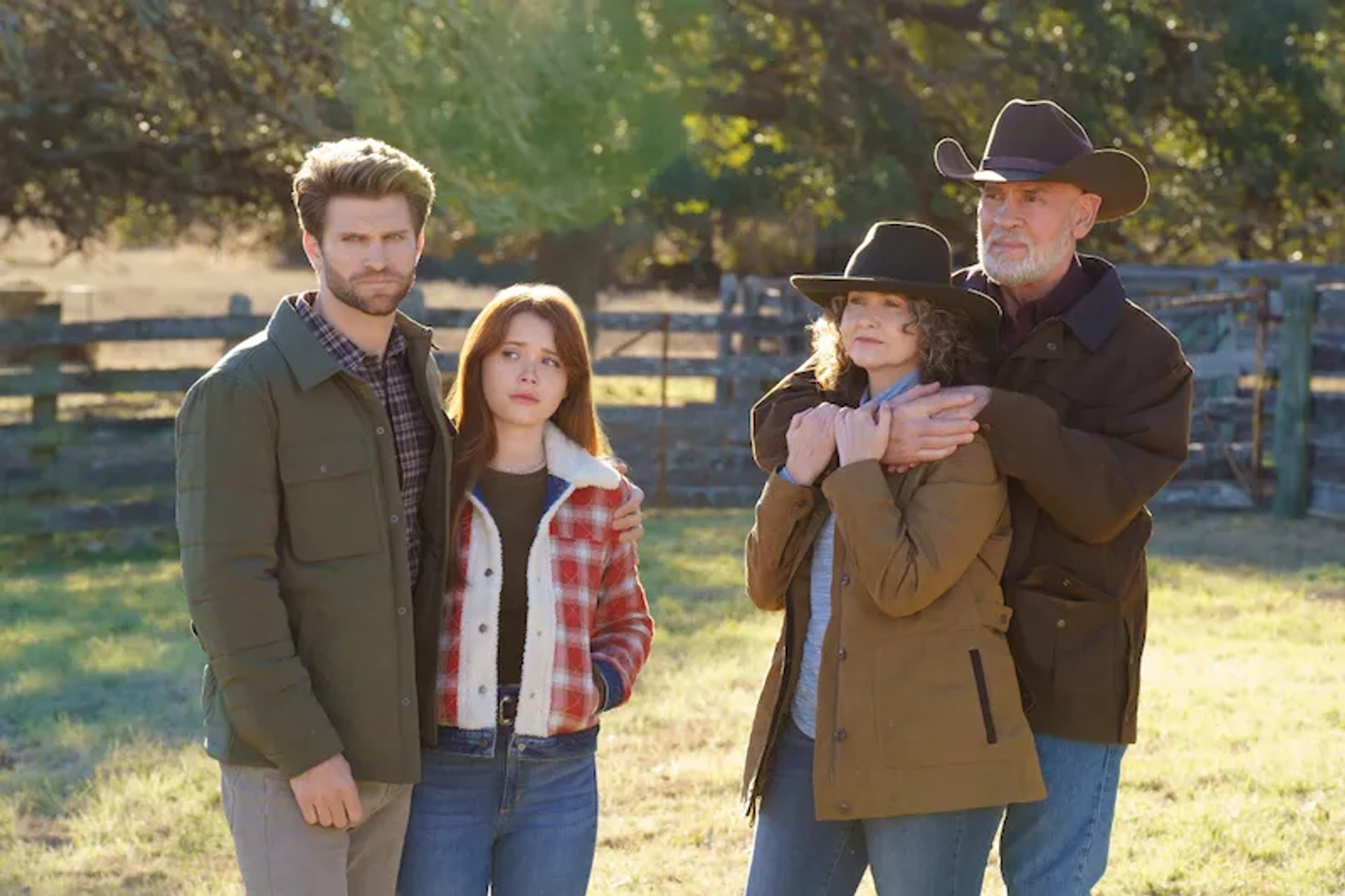 Molly Hagan, Mitch Pileggi, Keegan Allen, and Violet Brinson in Walker (2021)