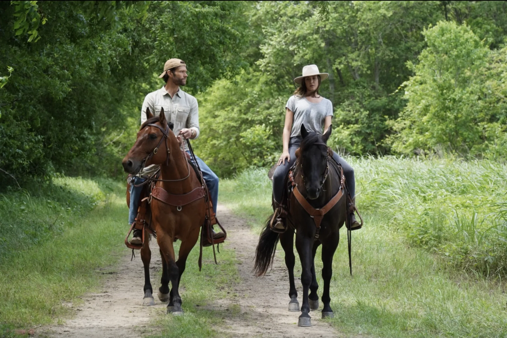 Jared Padalecki and Odette Annable in Walker (2021)