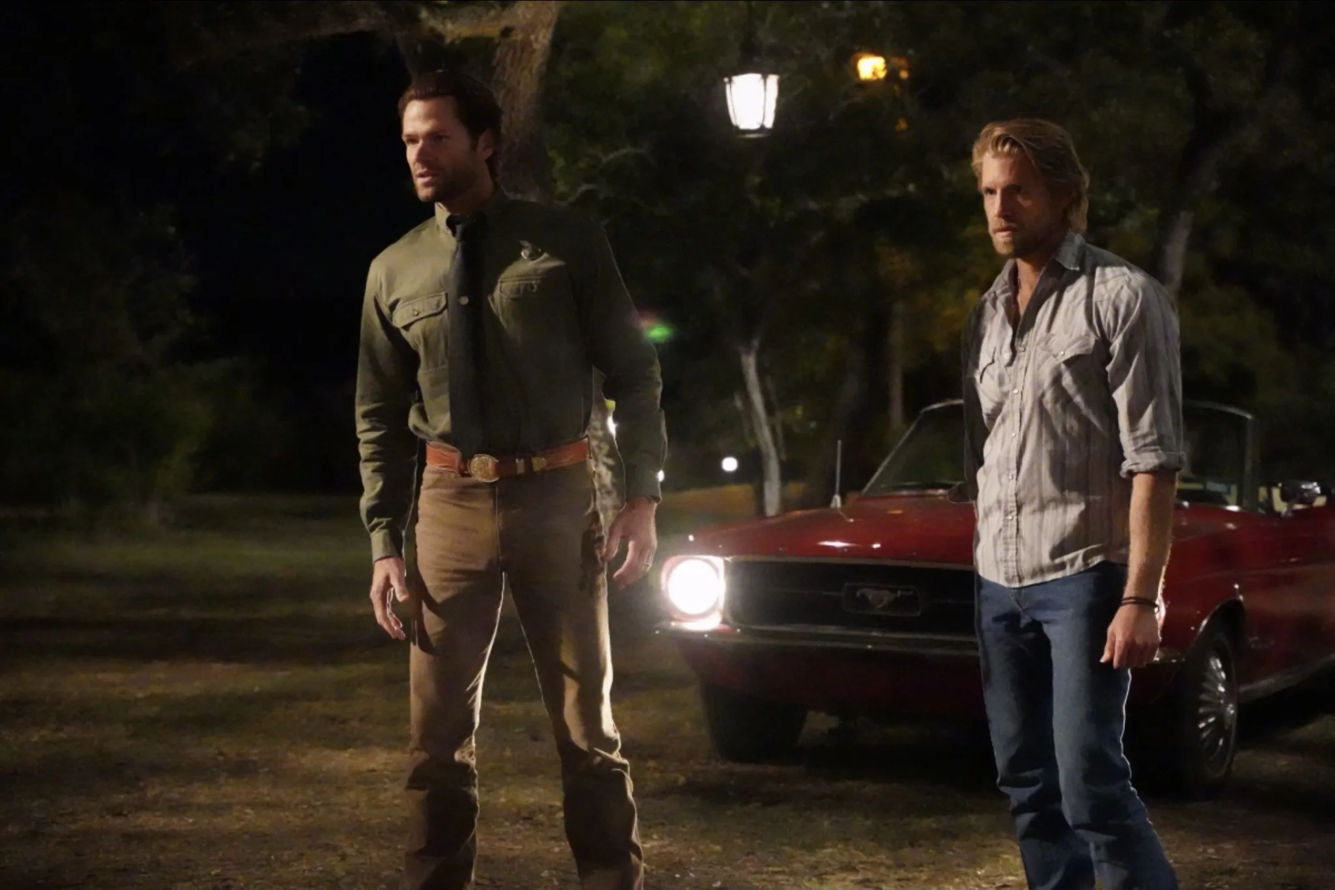 Jared Padalecki and Matt Barr in Walker (2021)