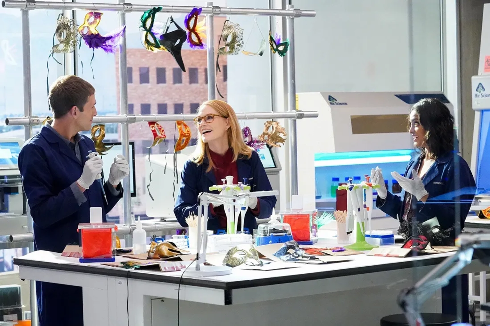 Marg Helgenberger, Eric Szmanda, and Mandeep Dhillon in CSI: Vegas (2021)