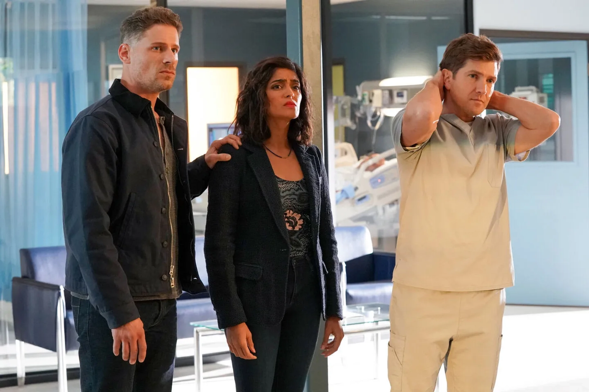 Joel Johnstone, Matt Lauria, and Mandeep Dhillon in CSI: Vegas (2021)