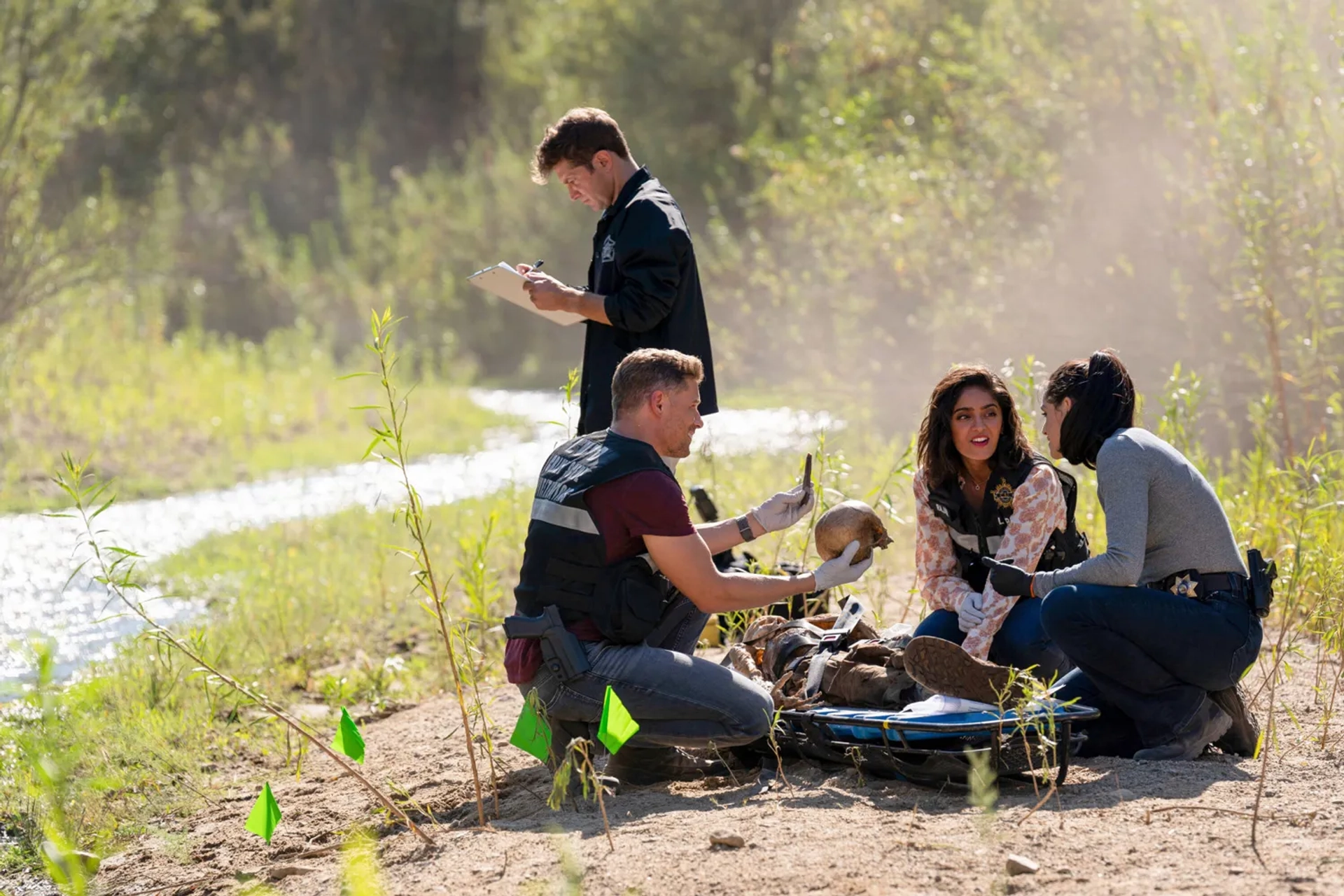 Joel Johnstone, Matt Lauria, Mandeep Dhillon, and Ariana Guerra in CSI: Vegas (2021)