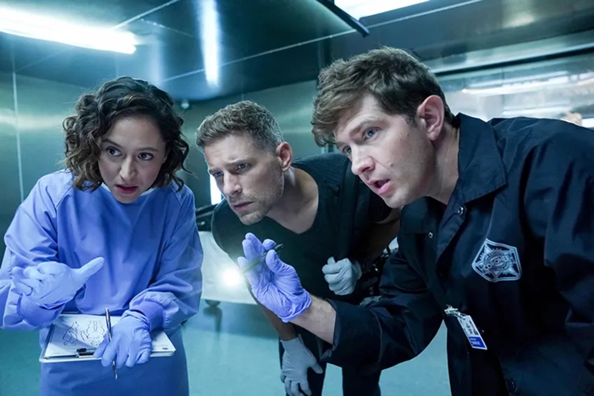 Joel Johnstone, Matt Lauria, and Sara Amini in CSI: Vegas (2021)