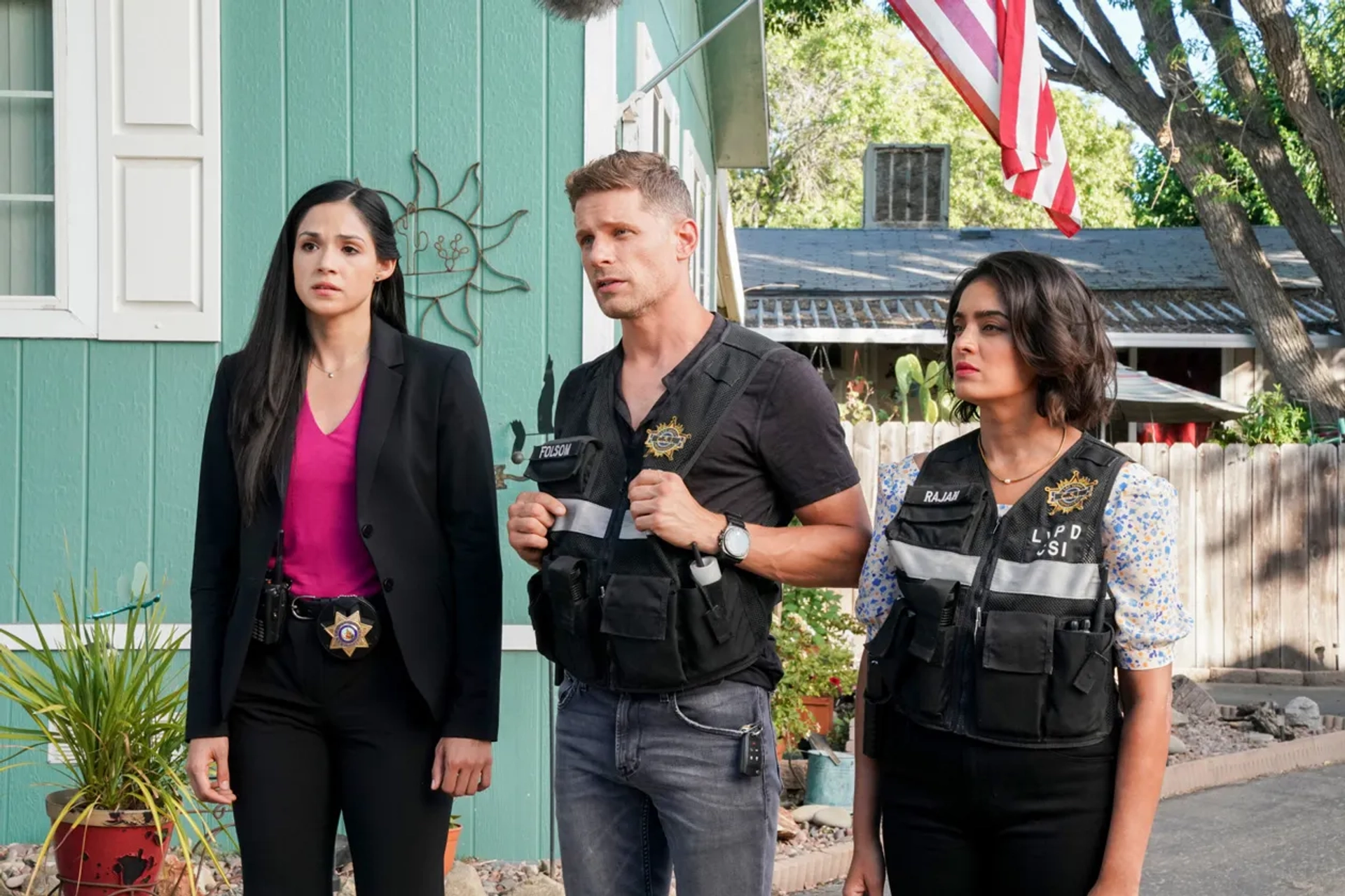 Matt Lauria, Mandeep Dhillon, and Ariana Guerra in CSI: Vegas (2021)