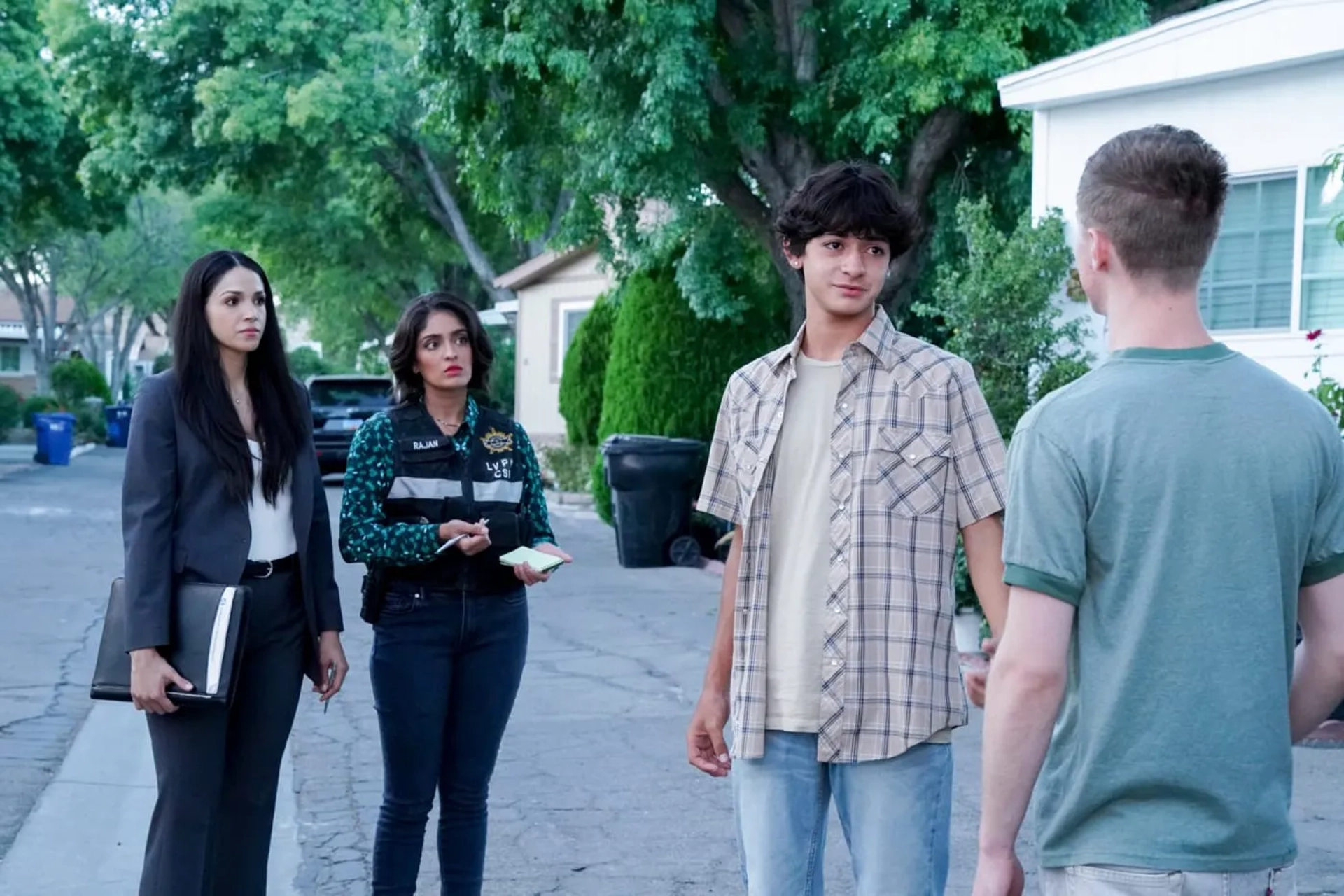 Mandeep Dhillon, Ariana Guerra, Santiago Veizaga, and Samuel Parker in CSI: Vegas (2021)