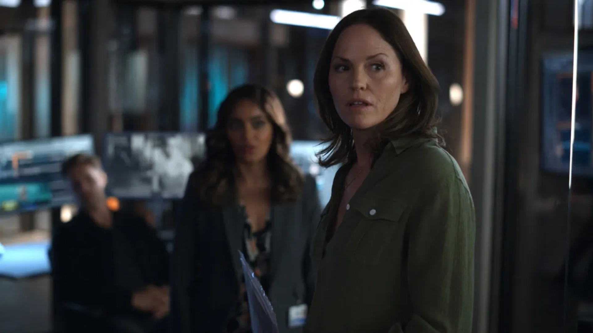 Jorja Fox, Matt Lauria, and Mandeep Dhillon in CSI: Vegas (2021)