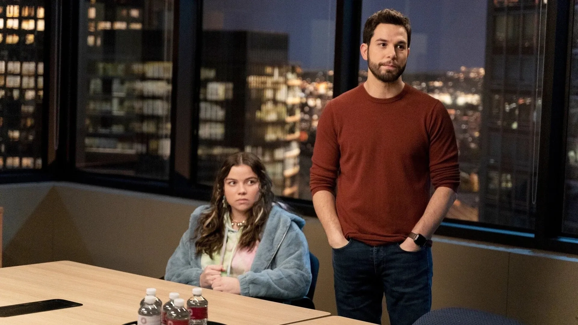 Skylar Astin and Genea Charpentier in So Help Me Todd (2022)