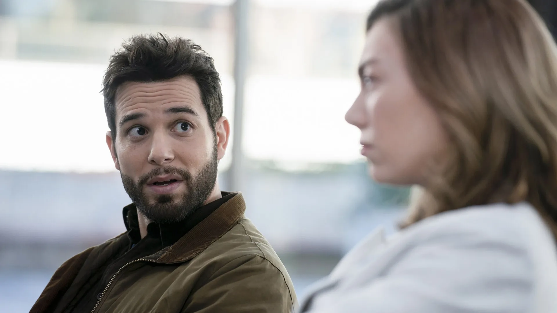 Skylar Astin and Madeline Wise in So Help Me Todd (2022)