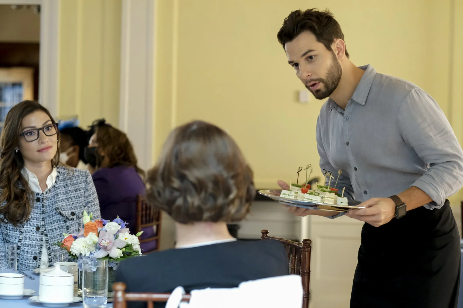 Skylar Astin and Inga Schlingmann in So Help Me Todd (2022)