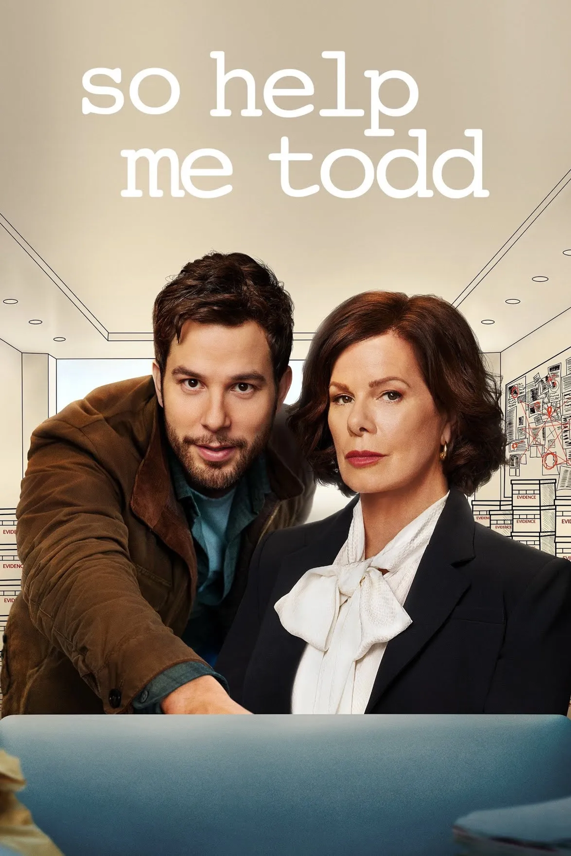 Marcia Gay Harden and Skylar Astin in So Help Me Todd (2022)